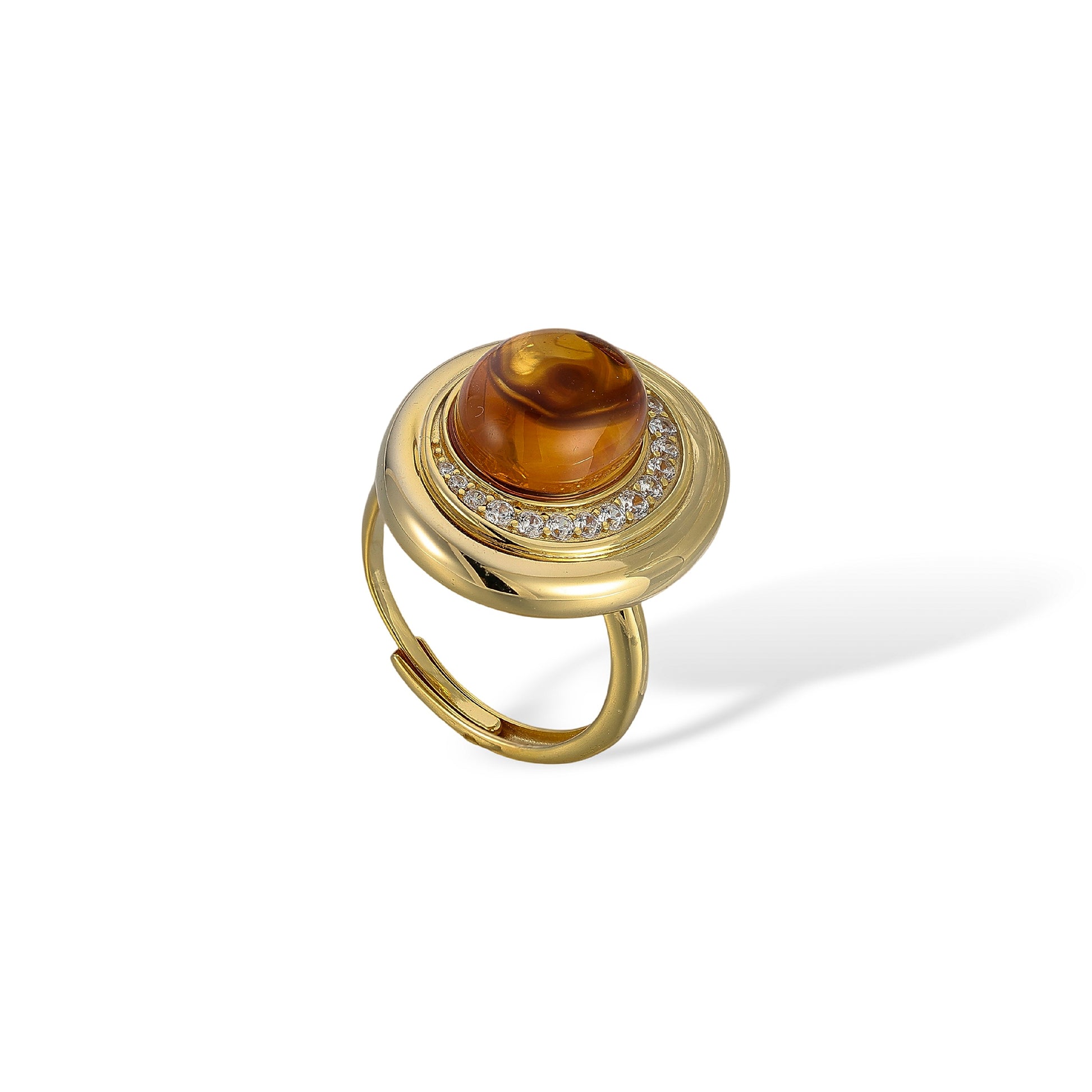 Edelwina 14K Gold Oval Citrine Open Ring