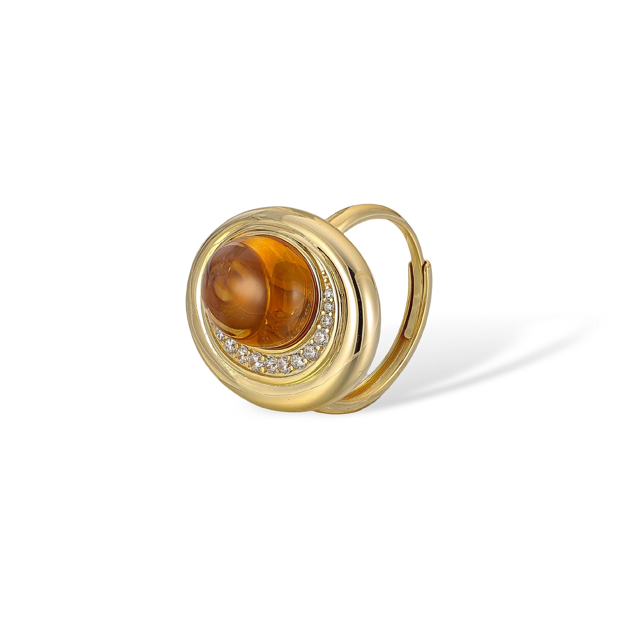 Edelwina 14K Gold Oval Citrine Open Ring