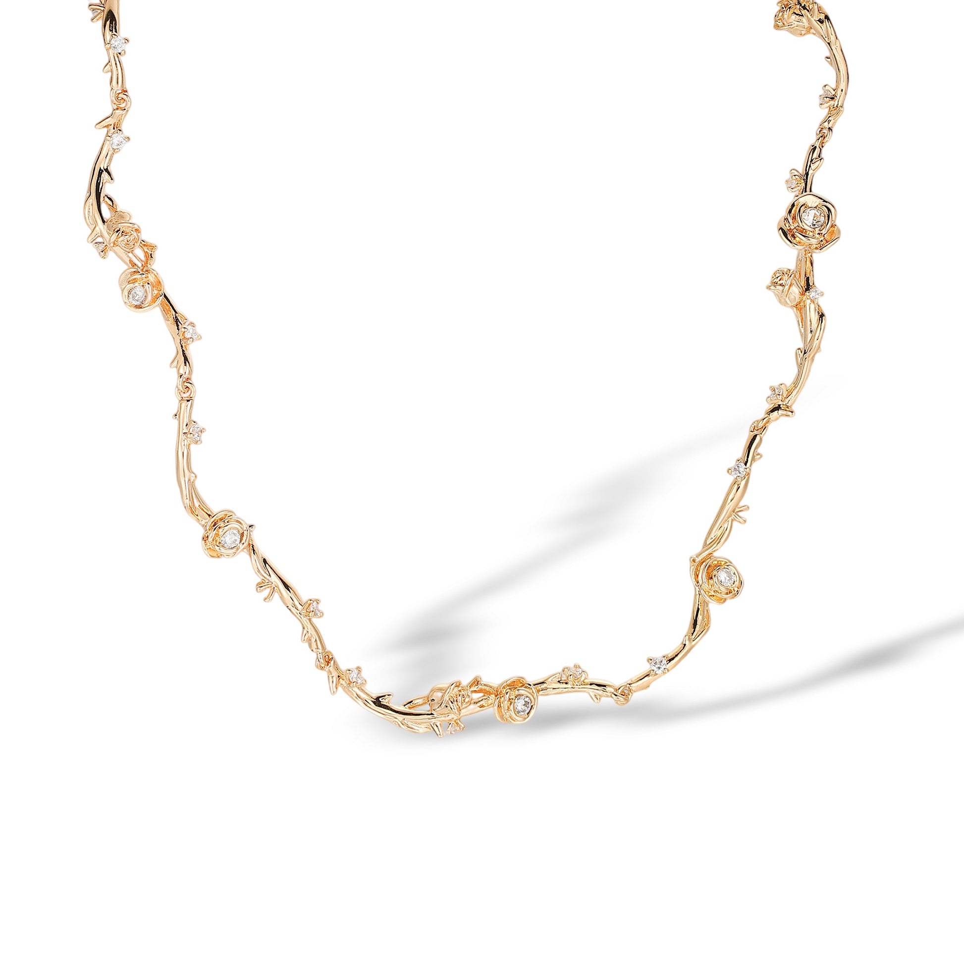 Edita 14K Gold Rose Floral Vine Necklace