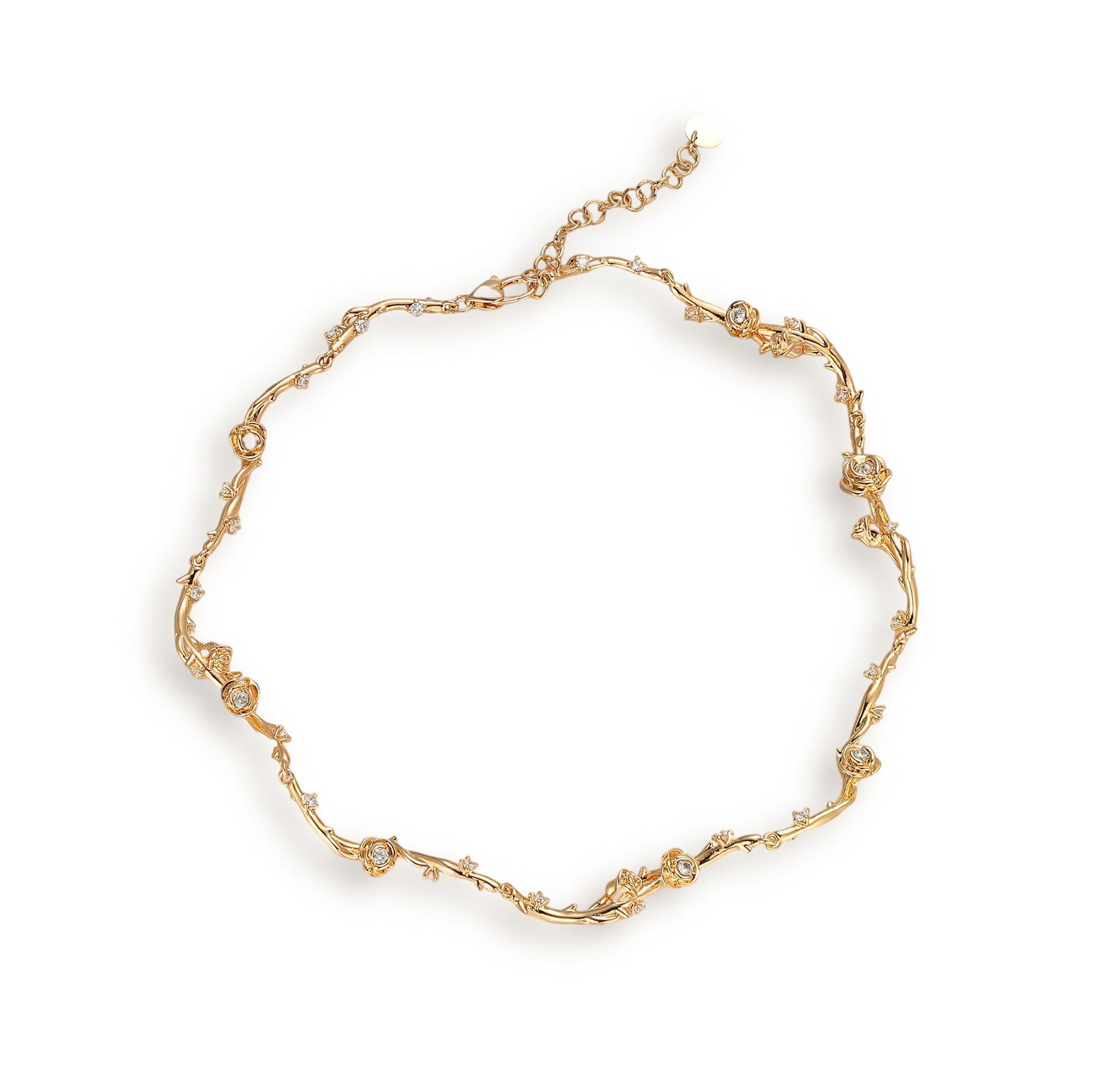Edita 14K Gold Rose Floral Vine Necklace