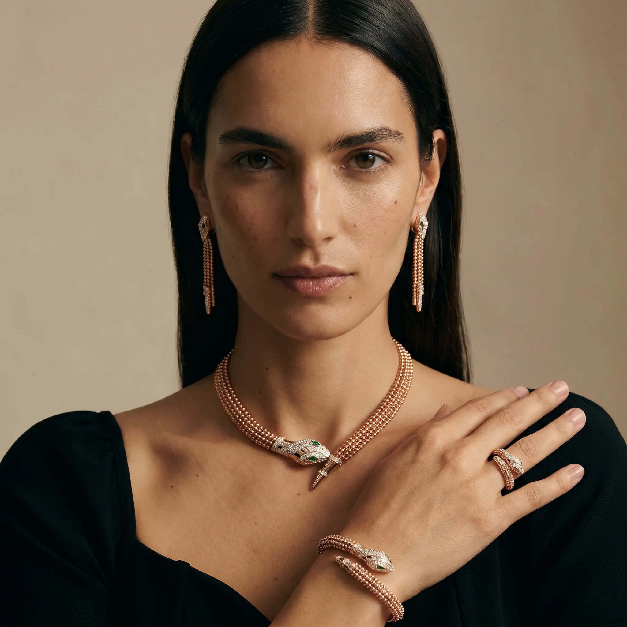 Eilrun 14K Champagne Gold Snake Open Ring