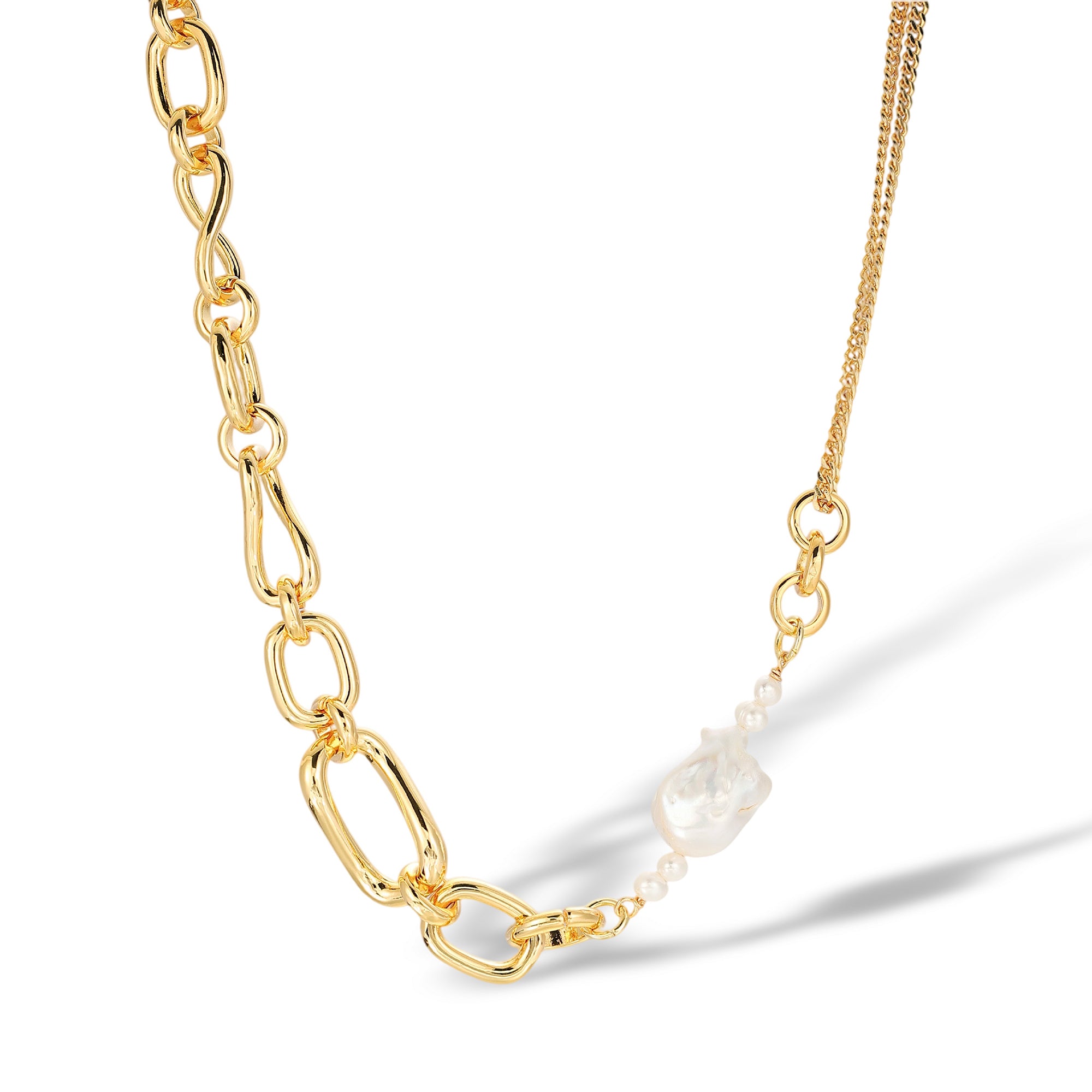 Elisa 18K Gold Asymmetric Baroque Pearl Necklace