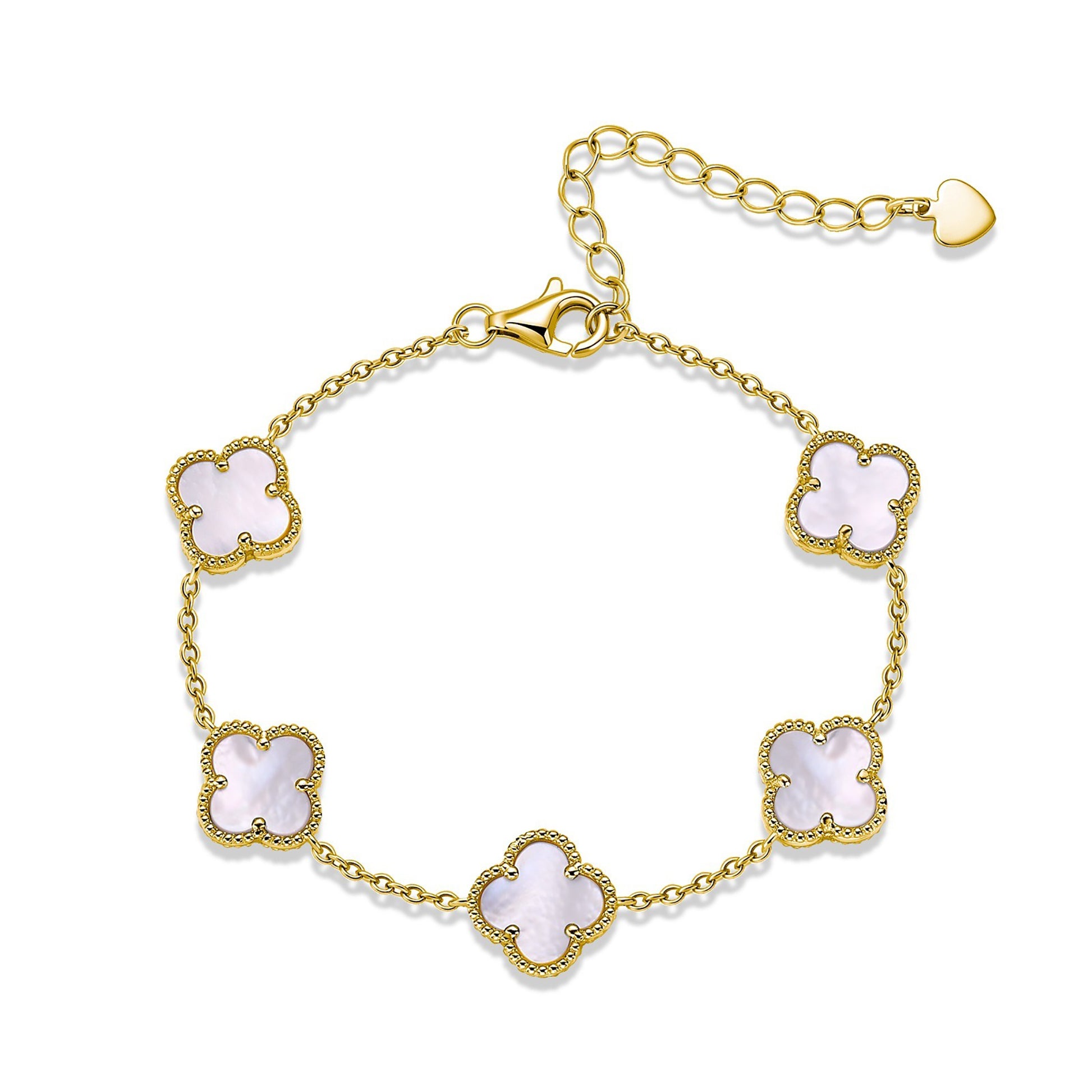 Elrunia 14K Gold Trèfle Mother-of-Pearl Bracelet
