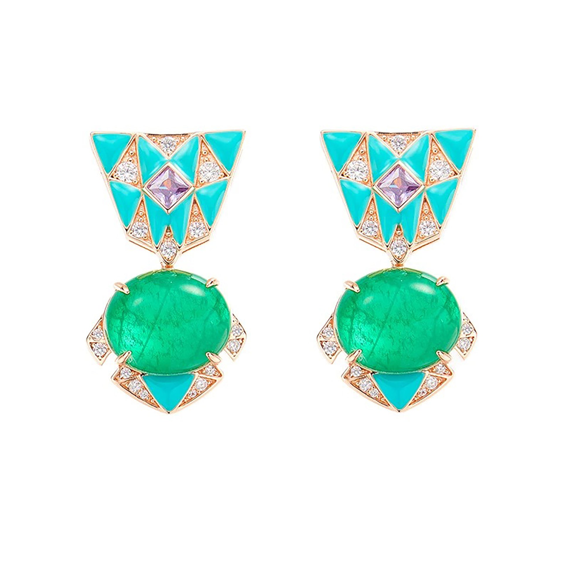 Elsgard Green Oval Drop Earrings