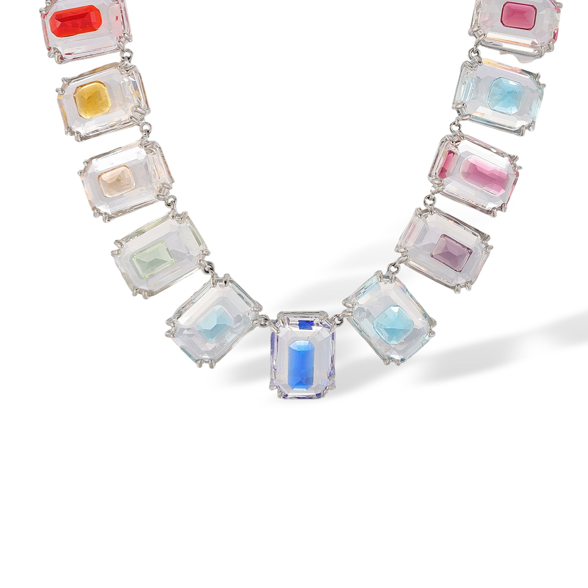 Elsgunde Multicolor Rectangular Stud Earrings & Necklace Set