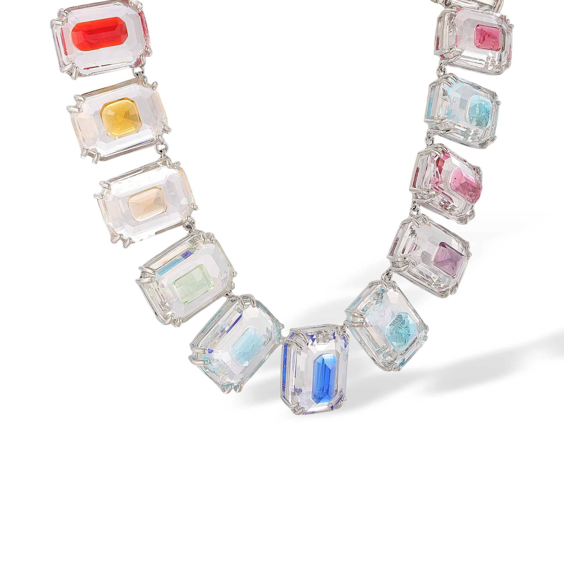 Elsgunde Multicolor Rectangular Stud Earrings & Necklace Set