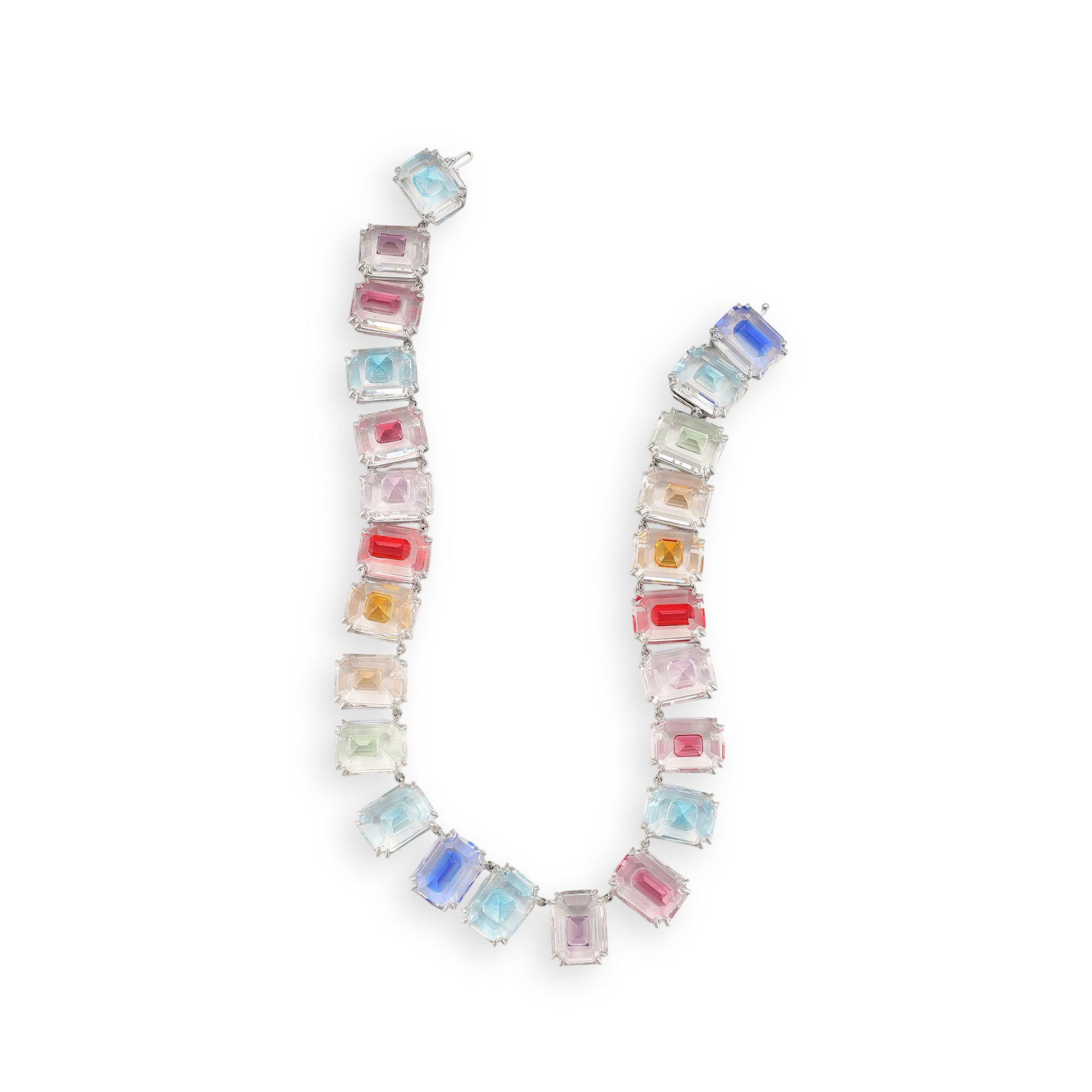 Elsgunde Multicolor Rectangular Stud Earrings & Necklace Set