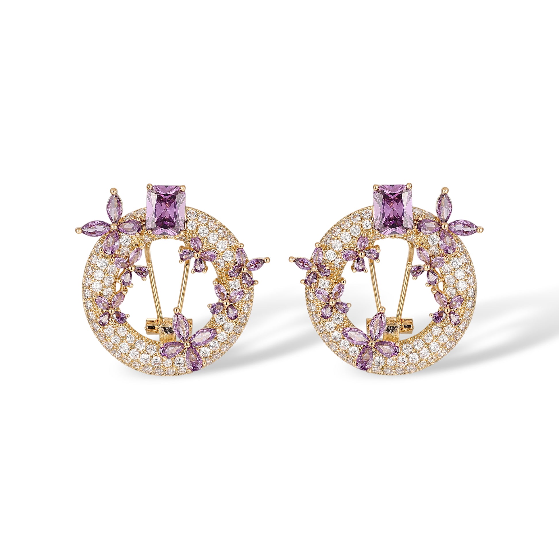 Elshild Purple Butterfly Rectangular Earrings & Necklace Set