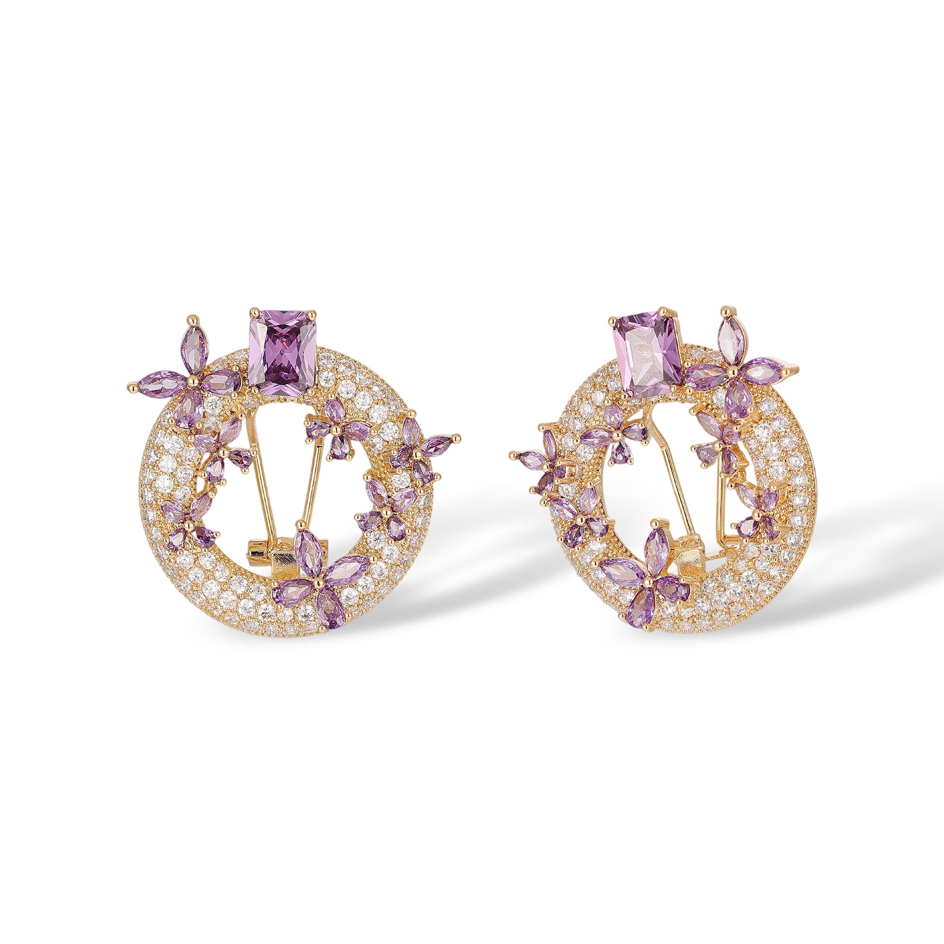 Elshild Purple Butterfly Rectangular Earrings & Necklace Set