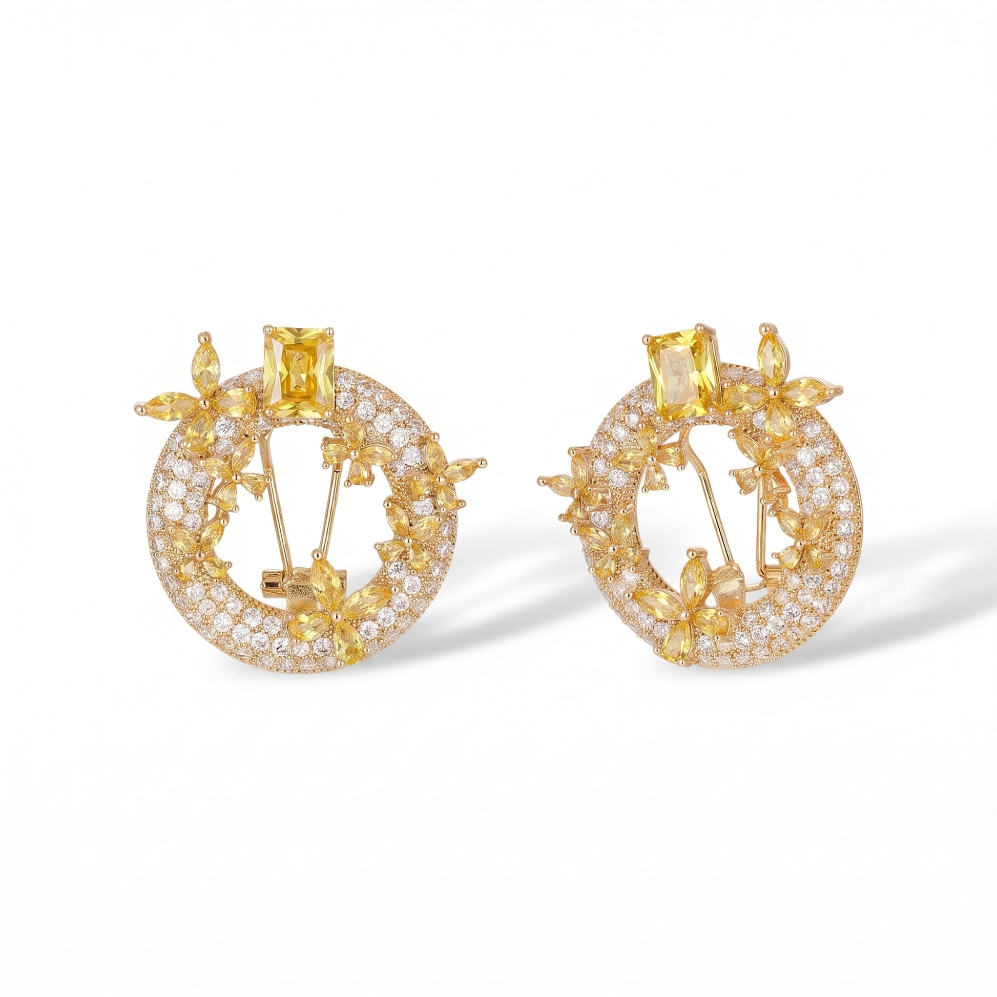 Elshild Yellow Butterfly Rectangular Earrings & Necklace Set