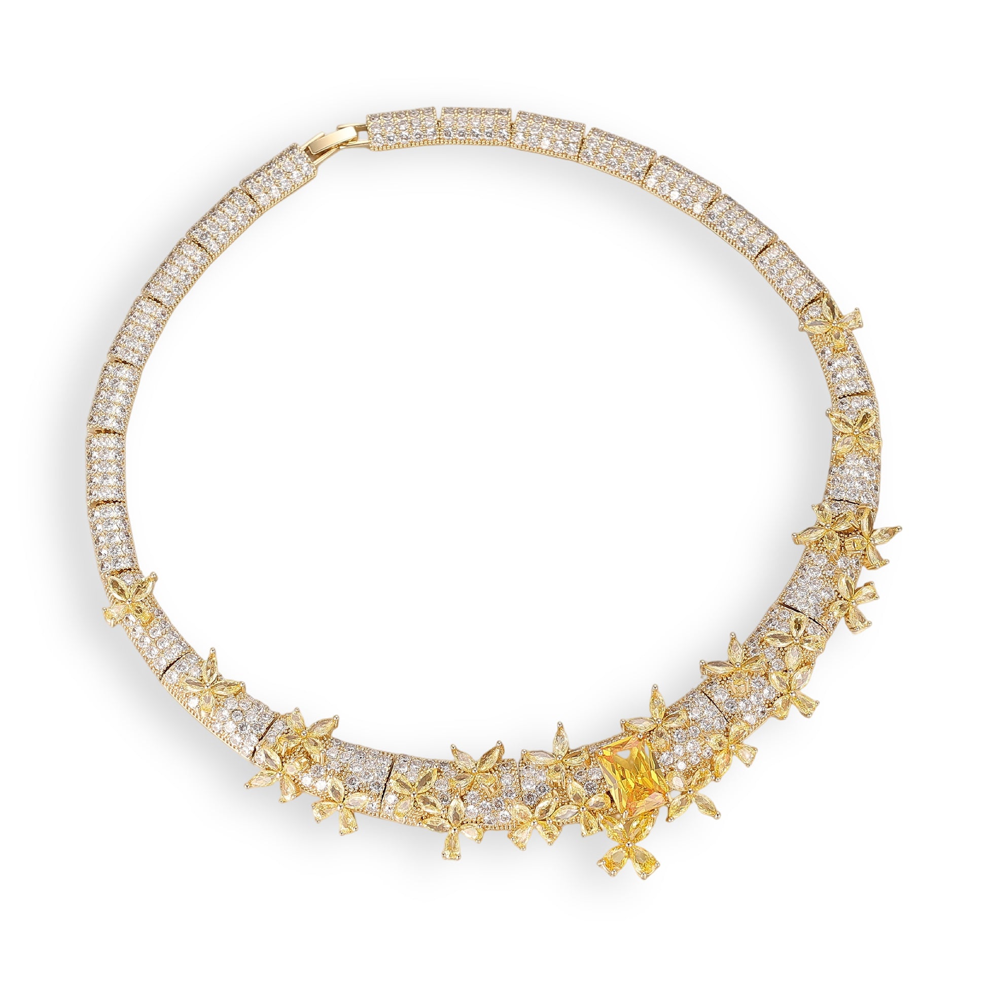 Elshild Yellow Butterfly Rectangular Earrings & Necklace Set