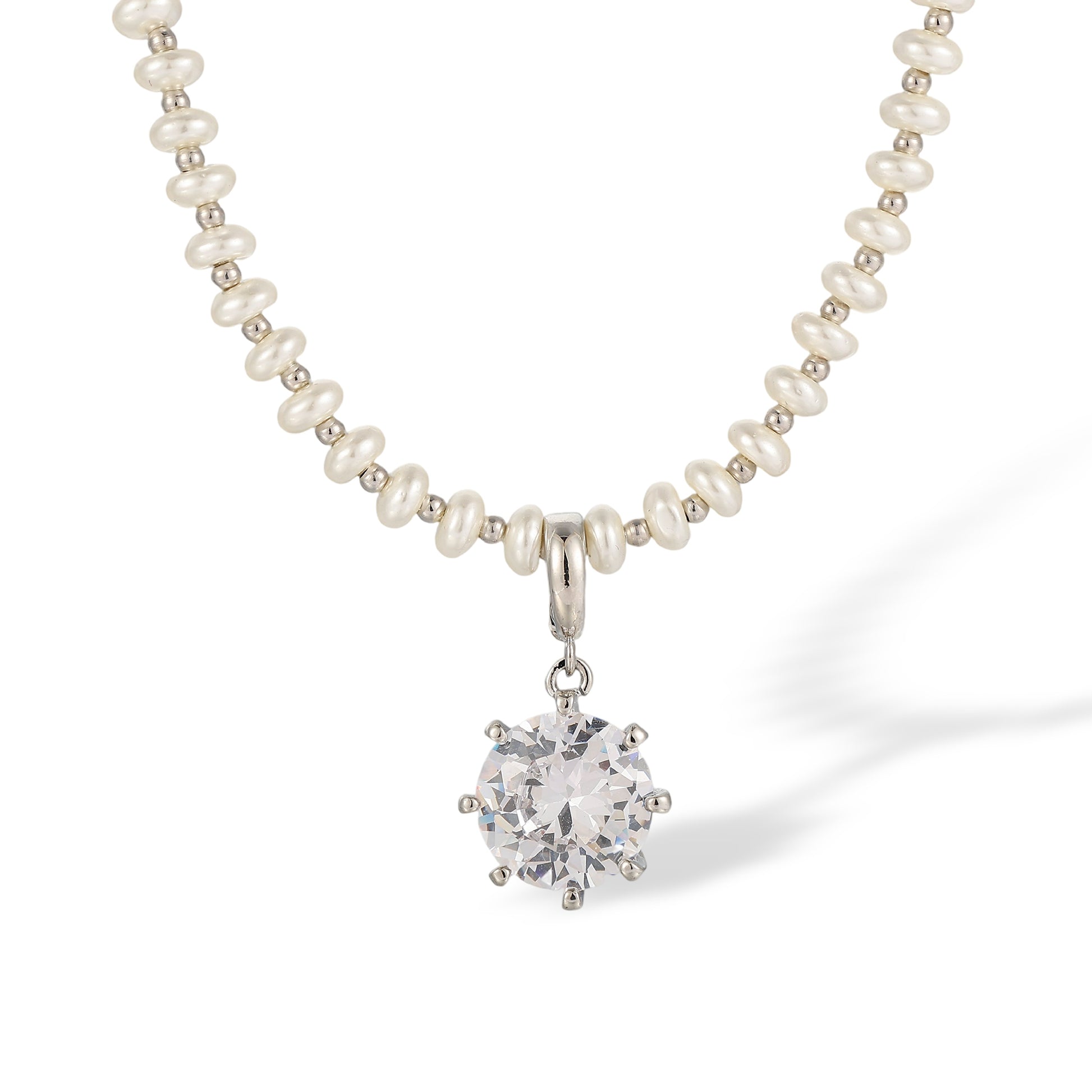 Elshilde White Pearl Round Necklace