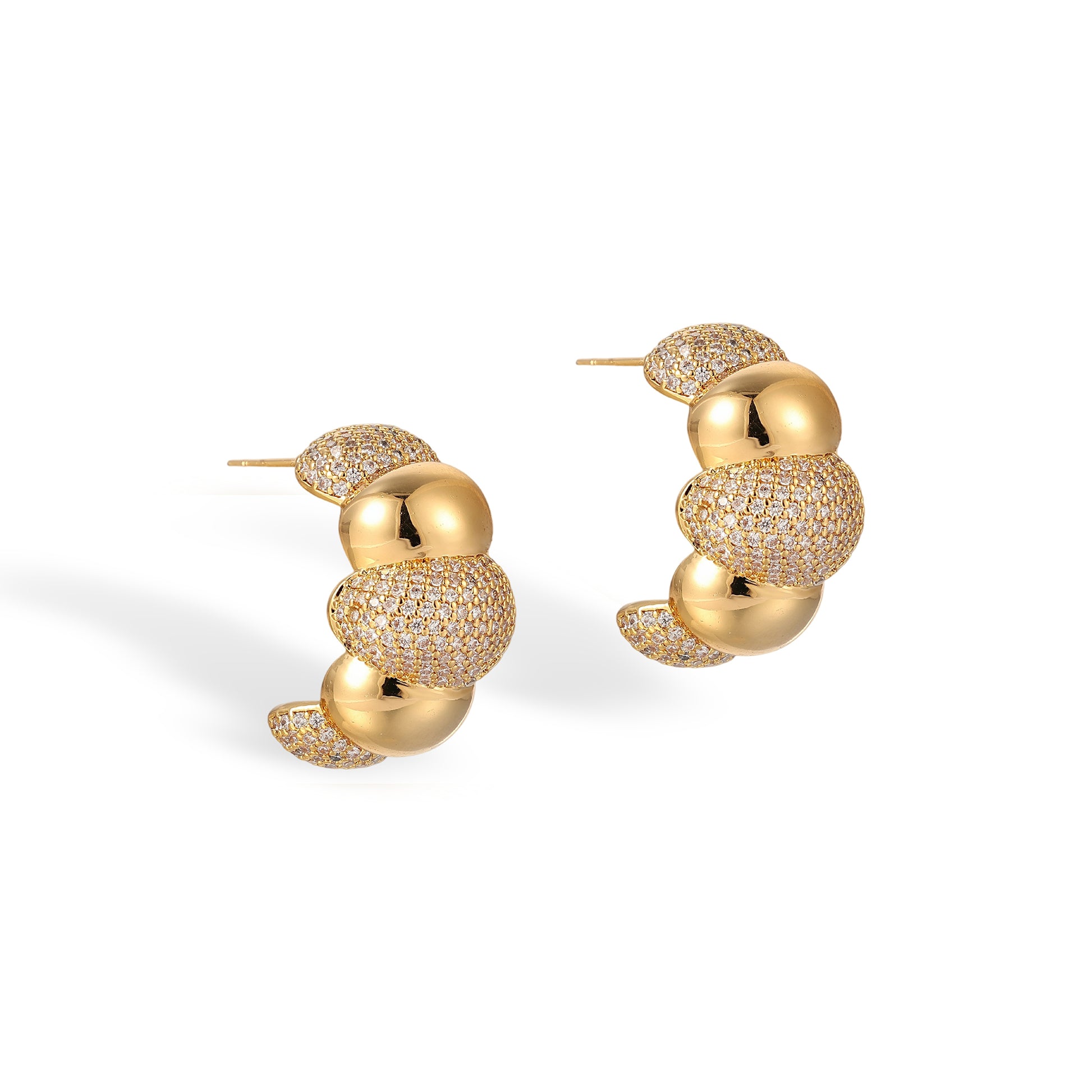 Elsrun 14K Gold Caterpillar Earrings