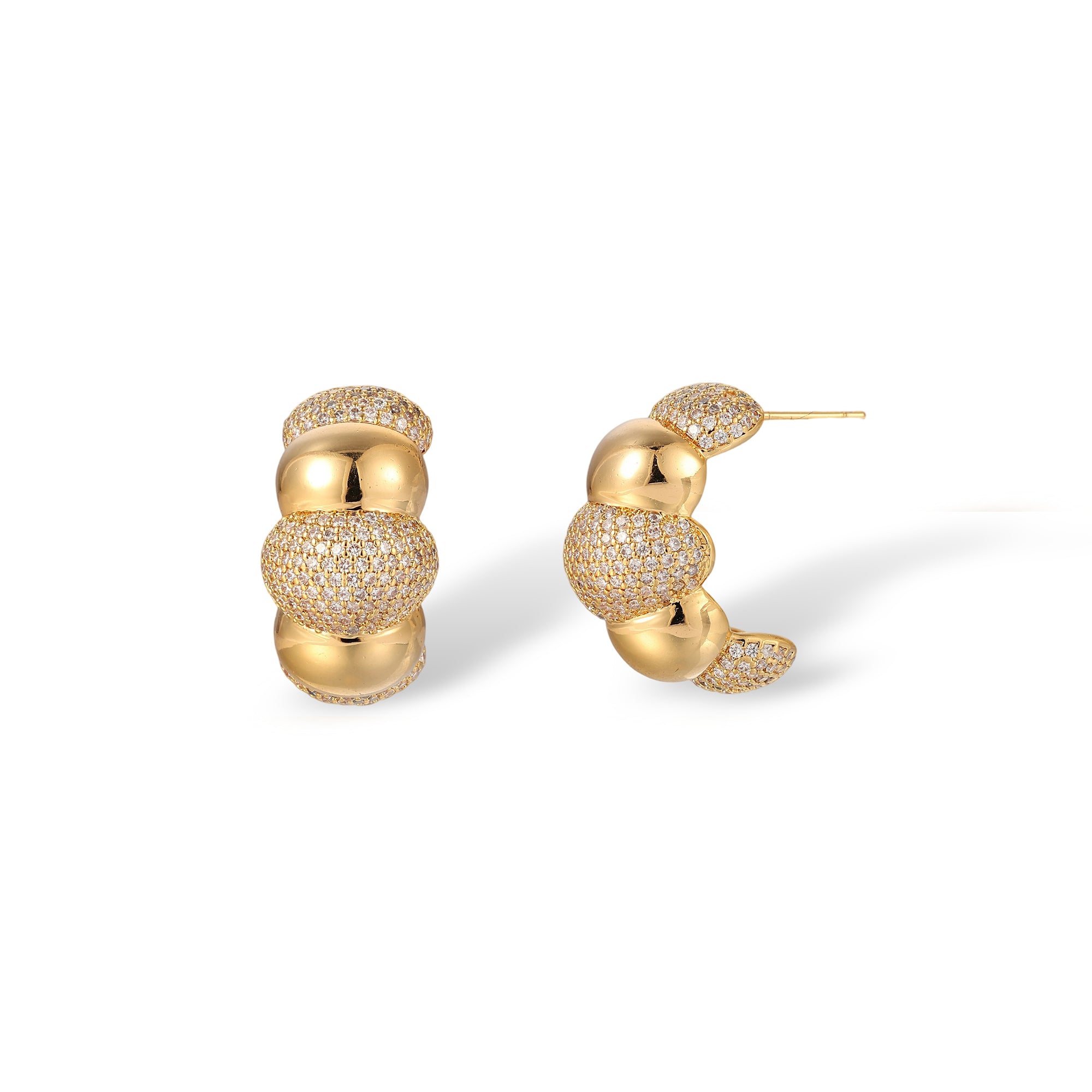 Elsrun 14K Gold Caterpillar Earrings