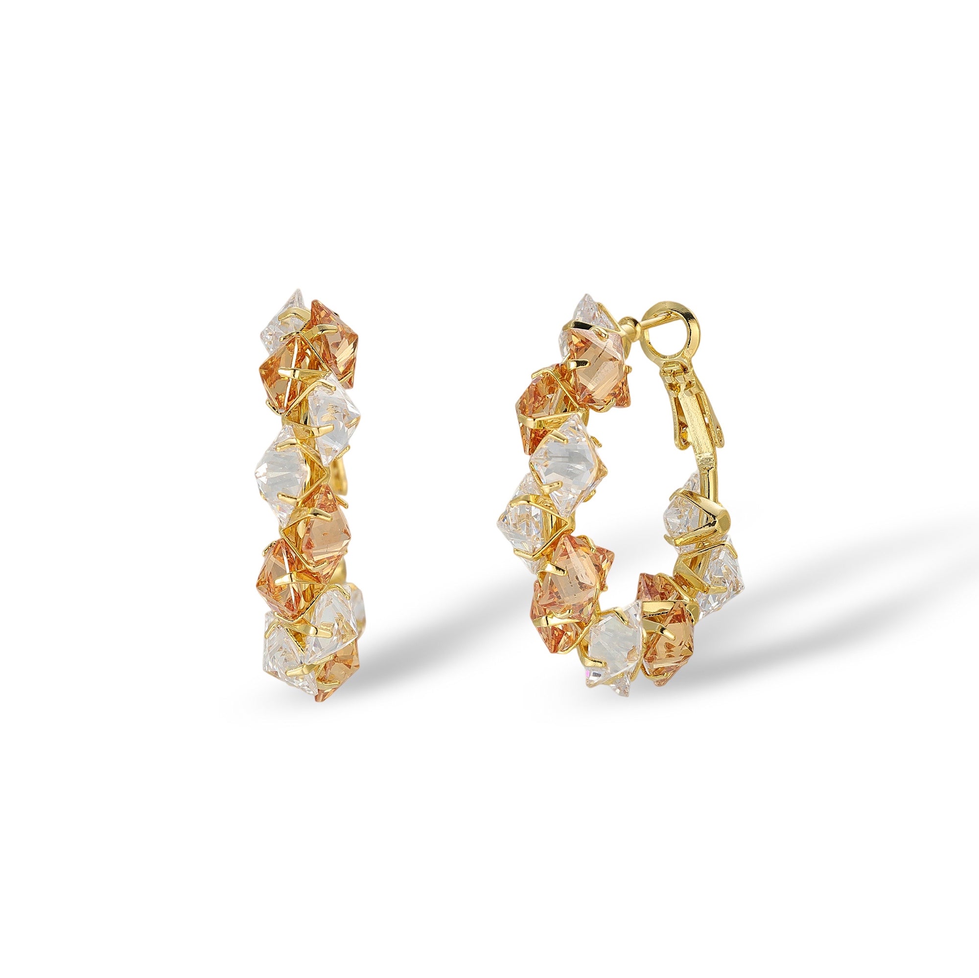 Elstraud Orange Square Hoop Earrings