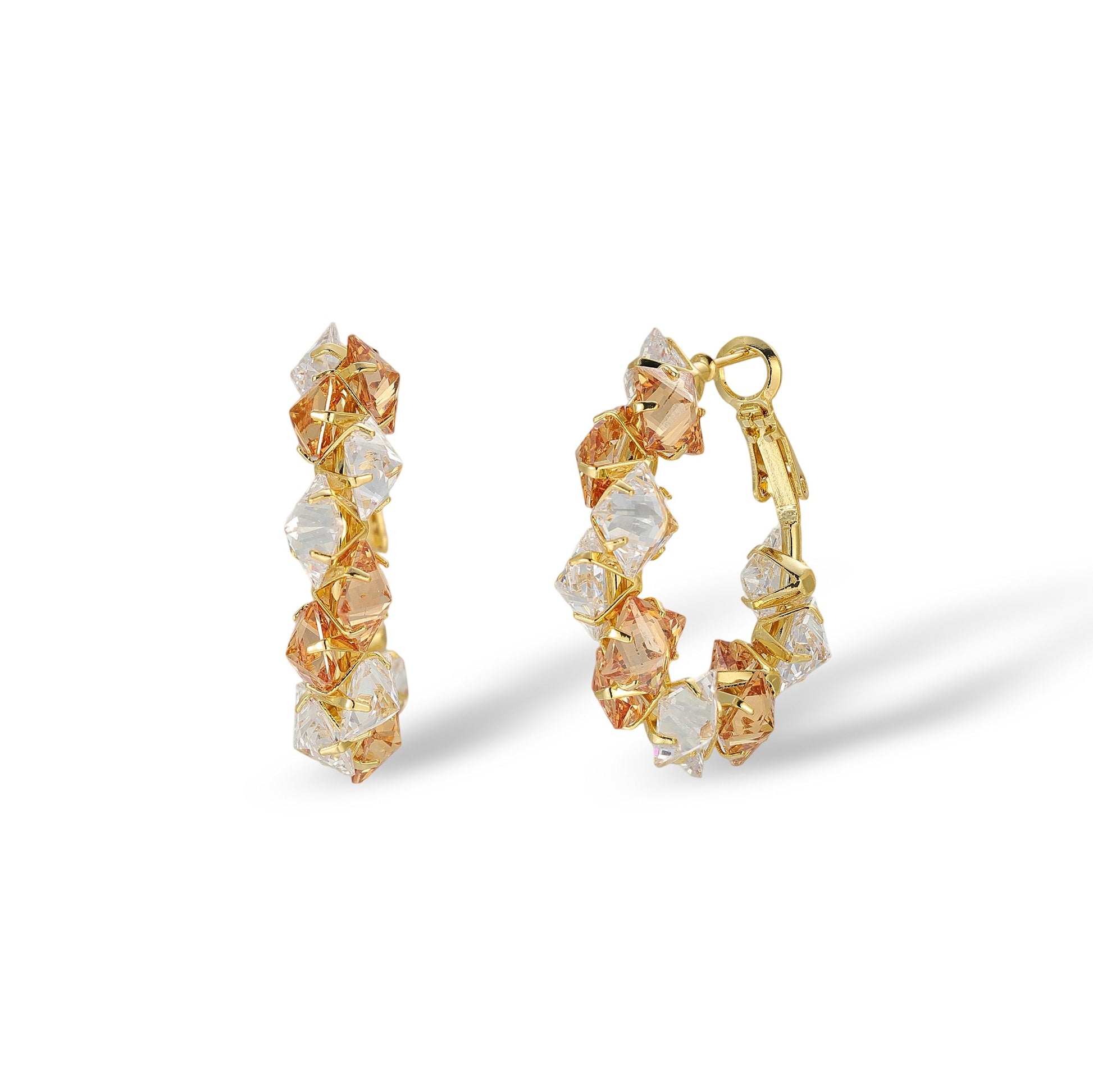 Elstraud Orange Square Hoop Earrings