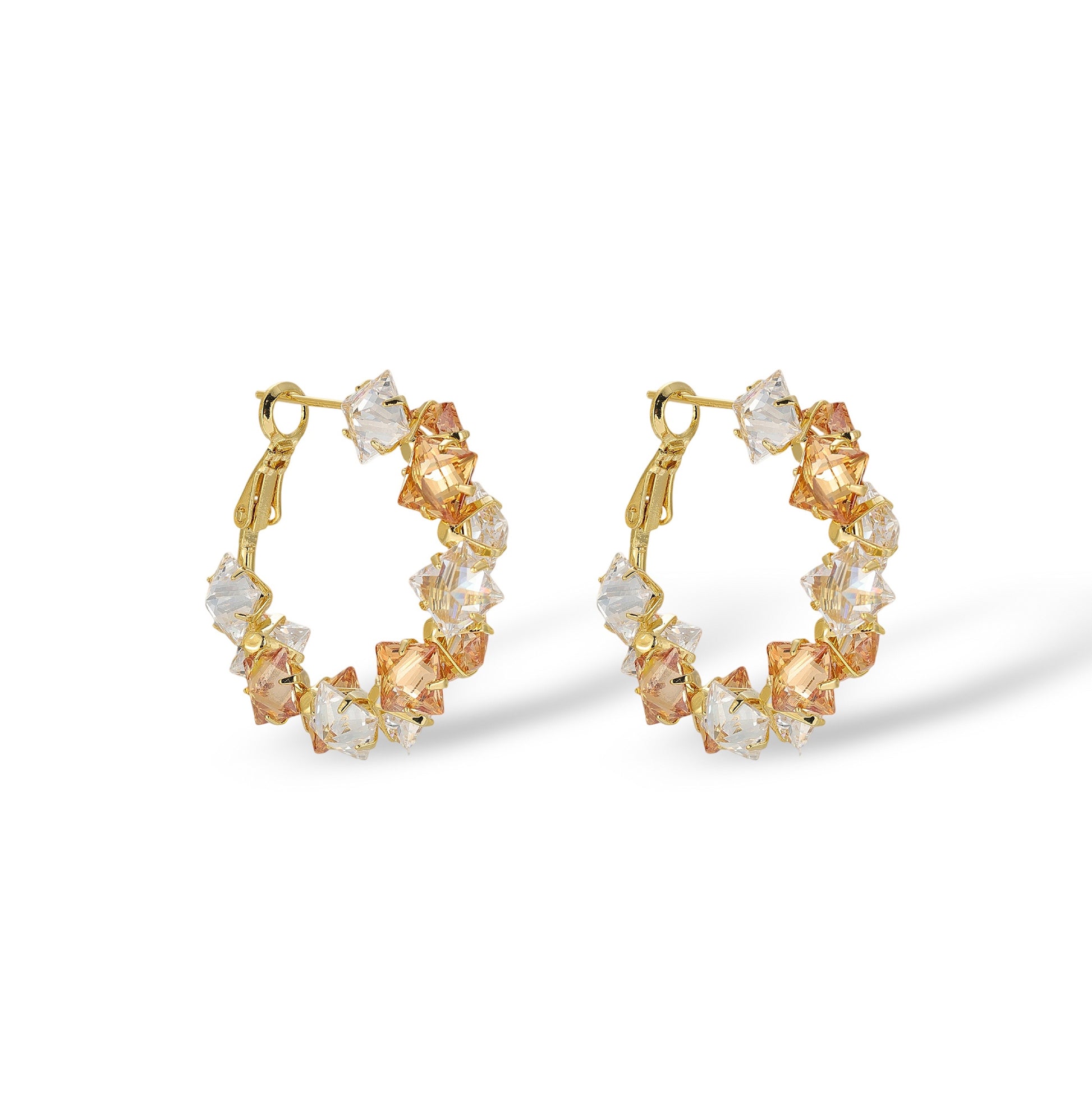 Elstraud Orange Square Hoop Earrings
