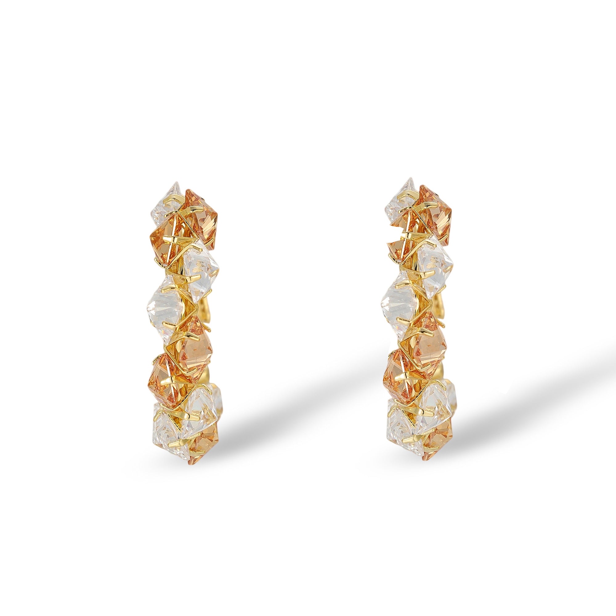 Elstraud Orange Square Hoop Earrings