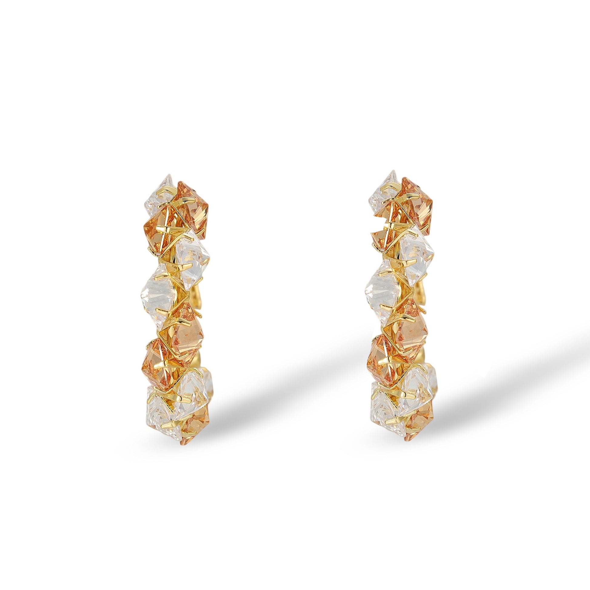 Elstraud Orange Square Hoop Earrings