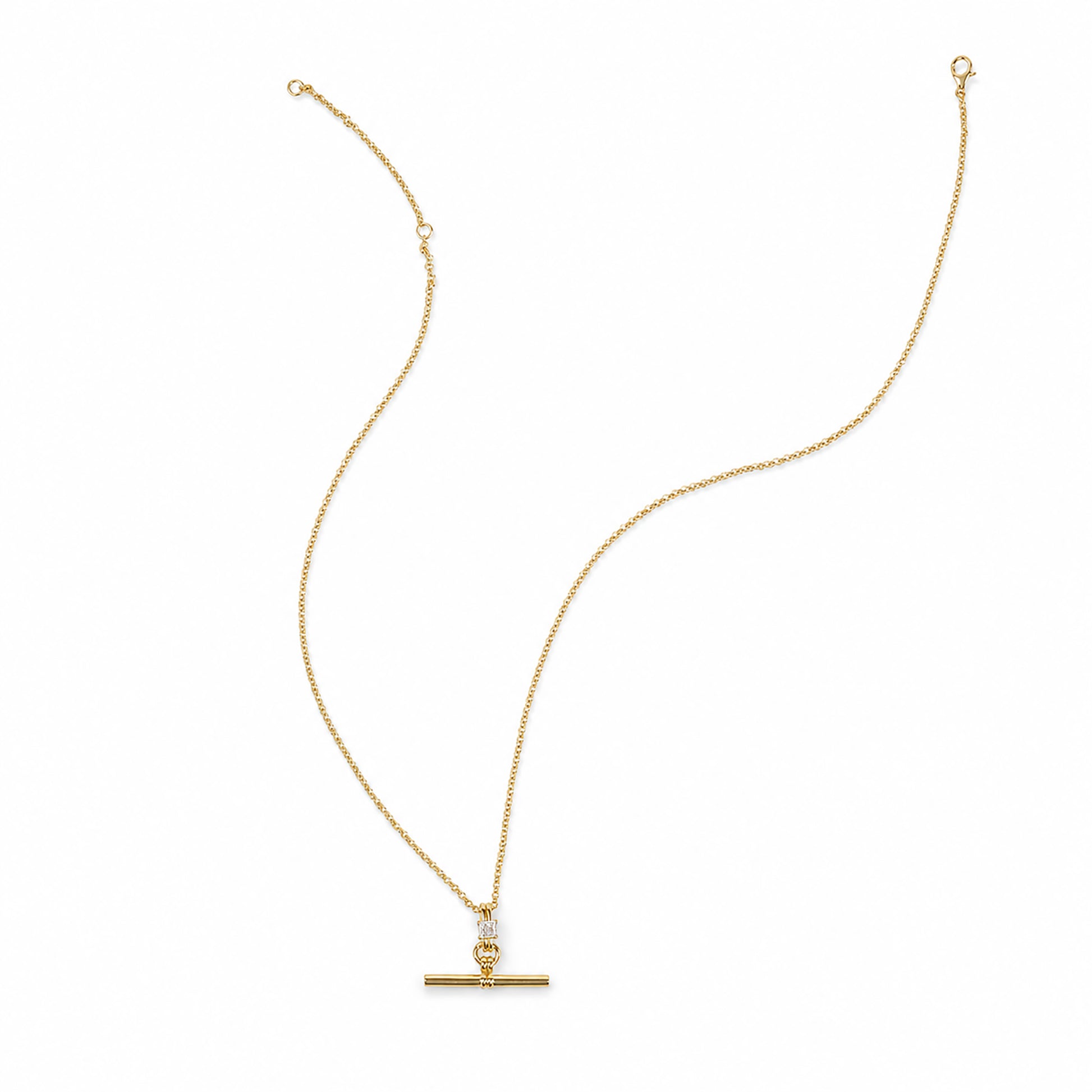 Elstrud 14K Gold Square T Bar Necklace