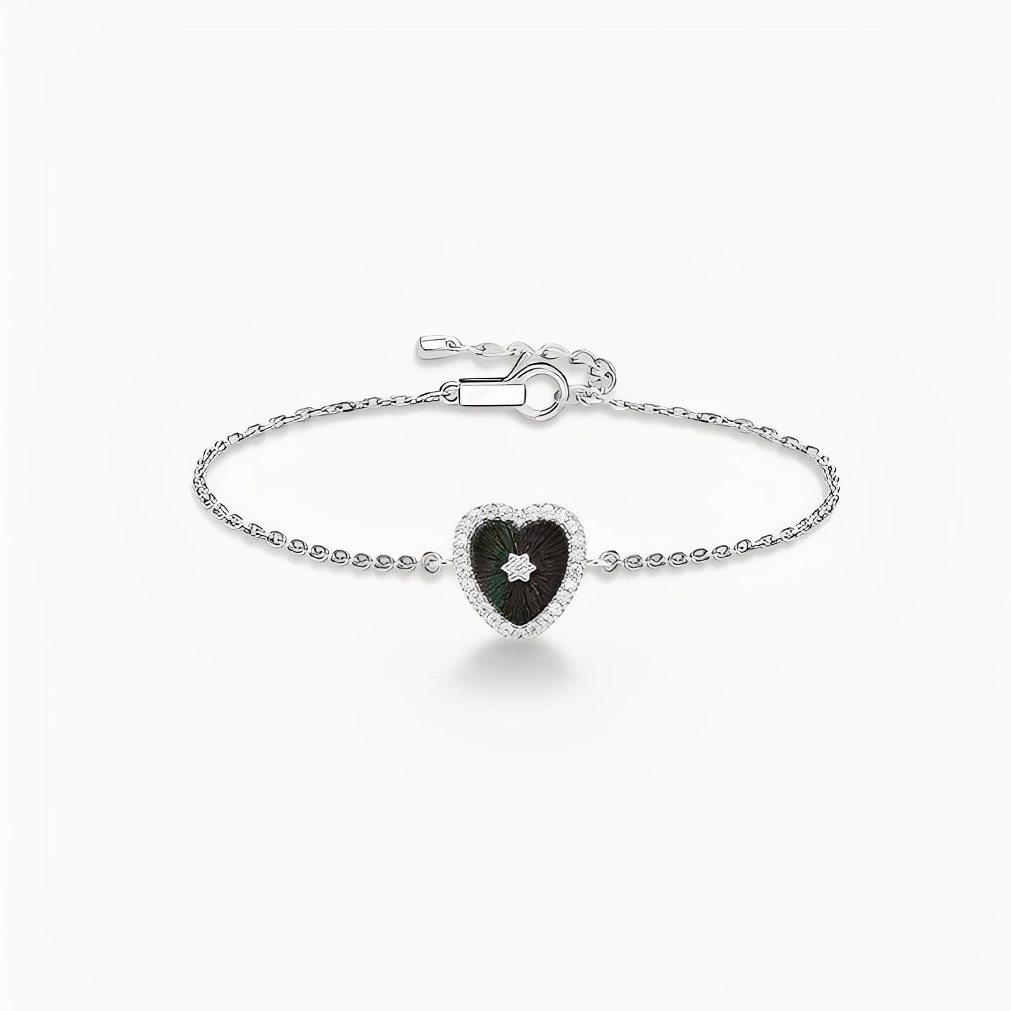 Émaillé Black Shell Heart Bracelet