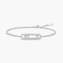 Gold Delicate Chain Bracelet with Oval Diamond Slider Frame - 3 Rolling Stones Pavé Jewelry