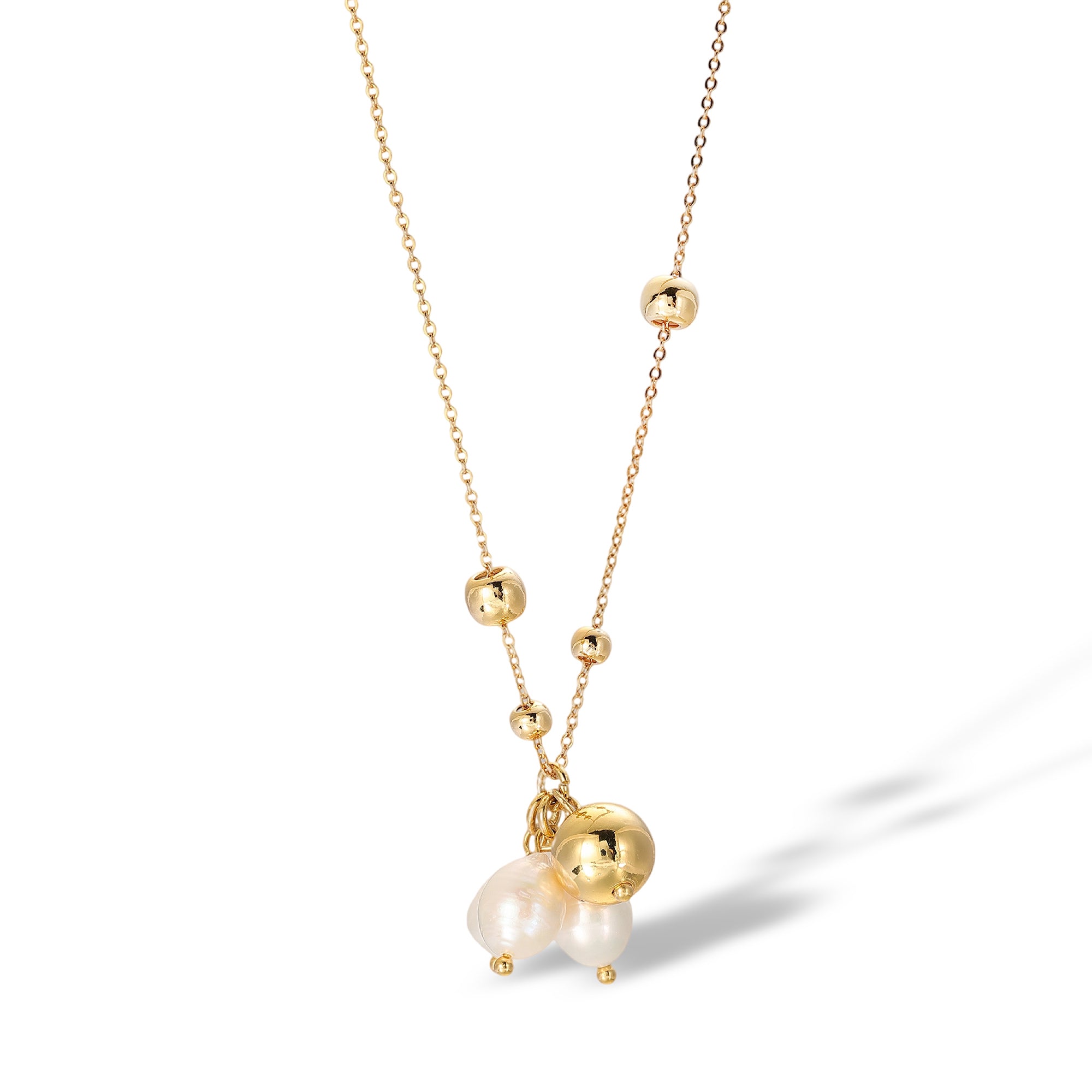 Emely 14K Gold Pearl Sphere Cluster Necklace