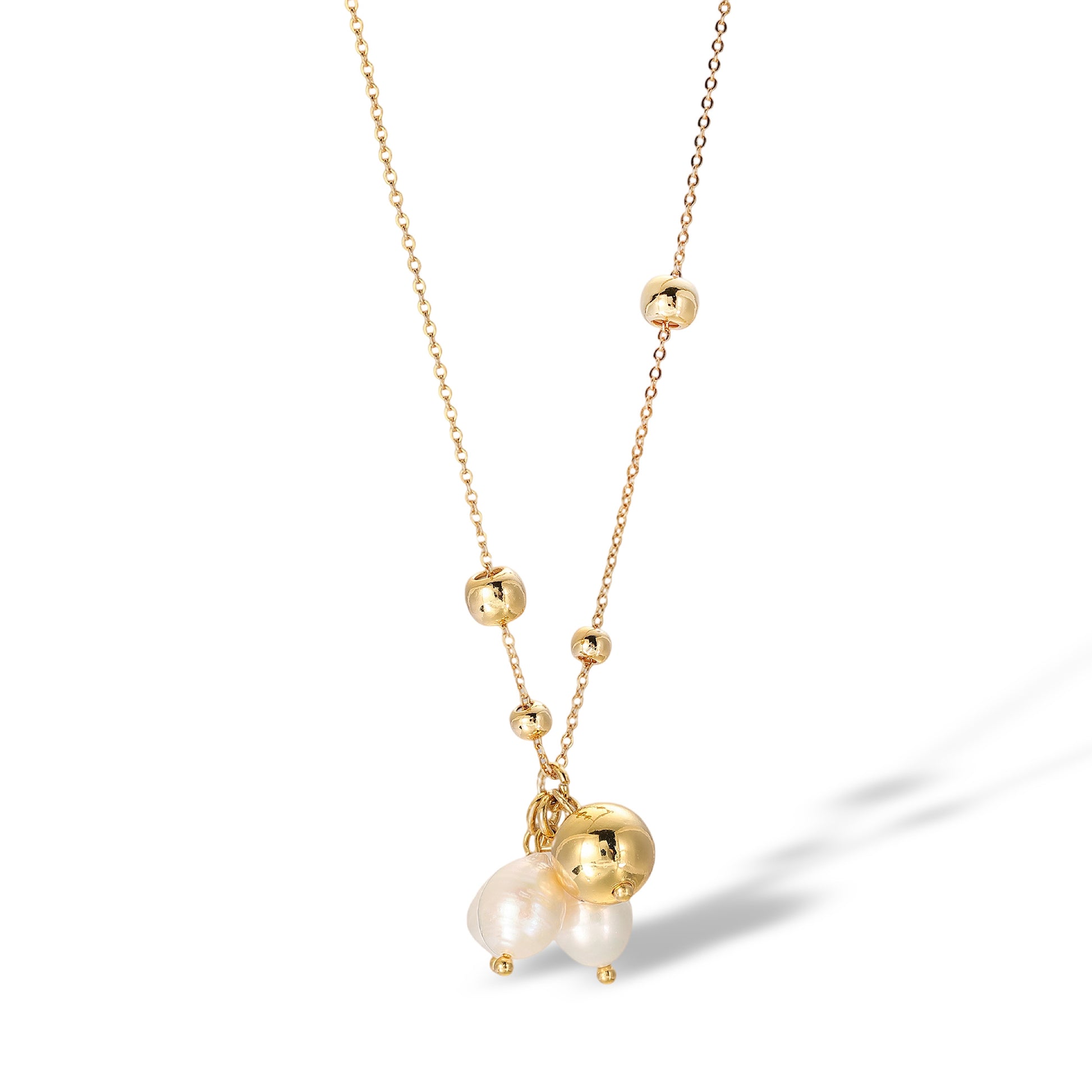 Emely 14K Gold Pearl Sphere Cluster Necklace