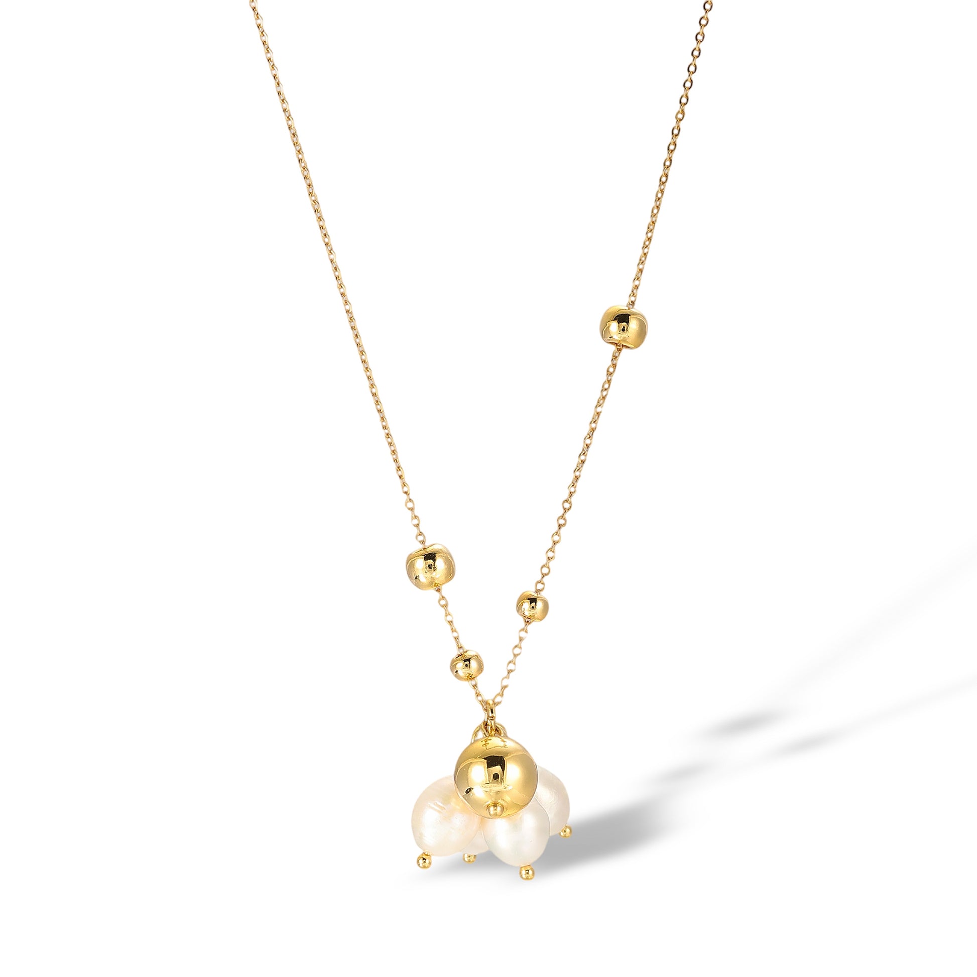 Emely 14K Gold Pearl Sphere Cluster Necklace