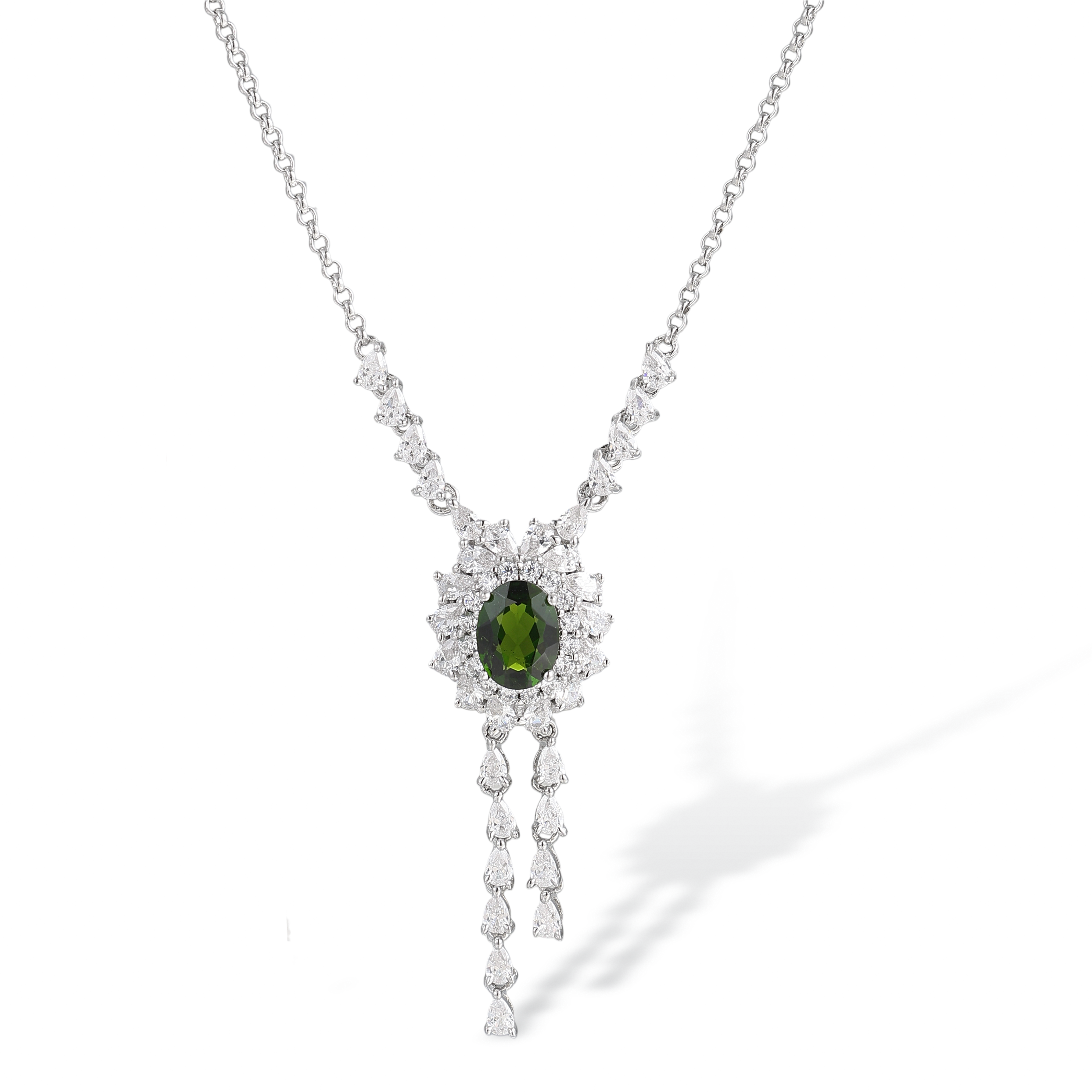 Émeraude Cascade Green Floral Necklace