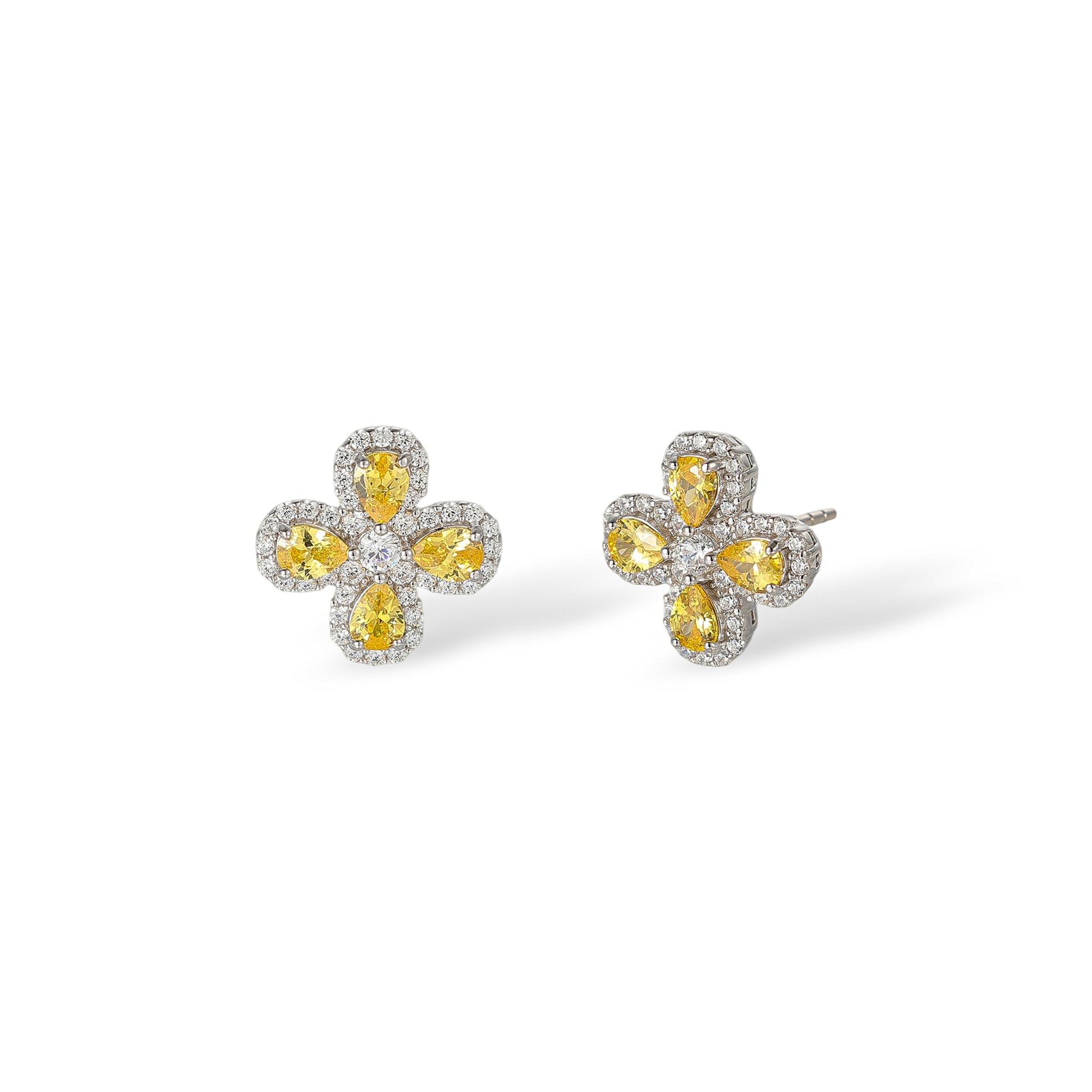 Émiline Yellow Trèfle Stud Earrings