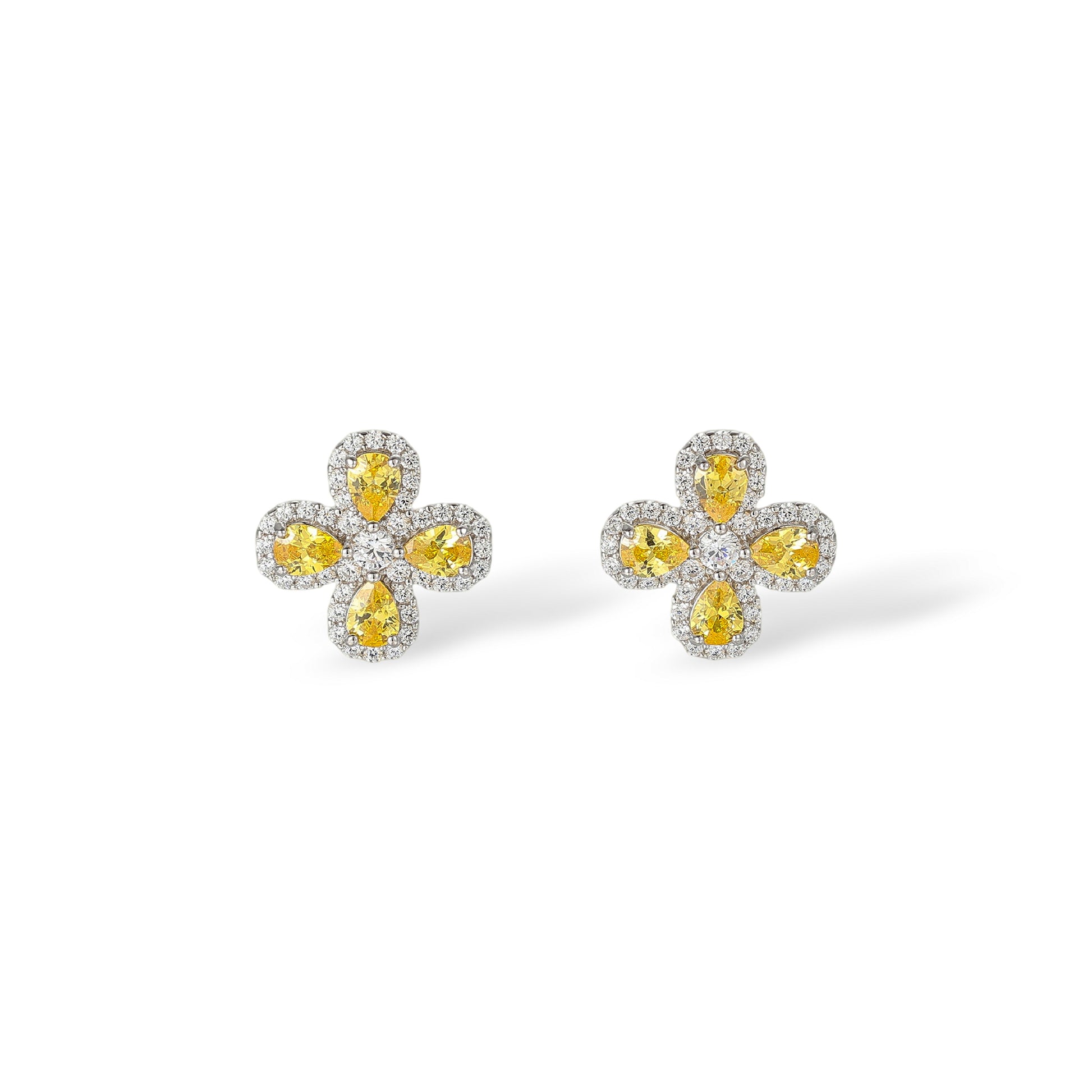 Émiline Yellow Trèfle Stud Earrings