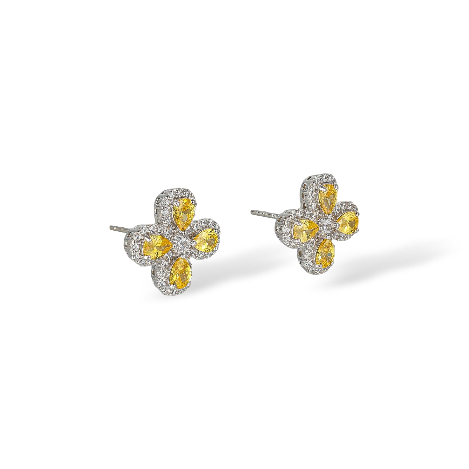 Émiline Yellow Trèfle Stud Earrings