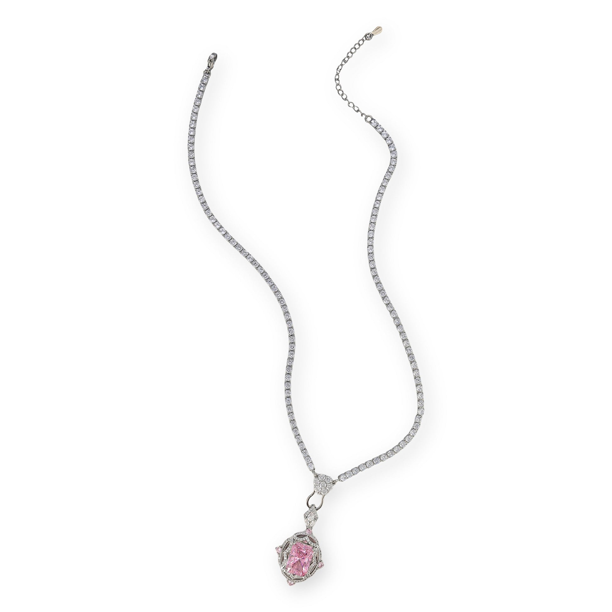 Emmeline Pink Rectangular Necklace
