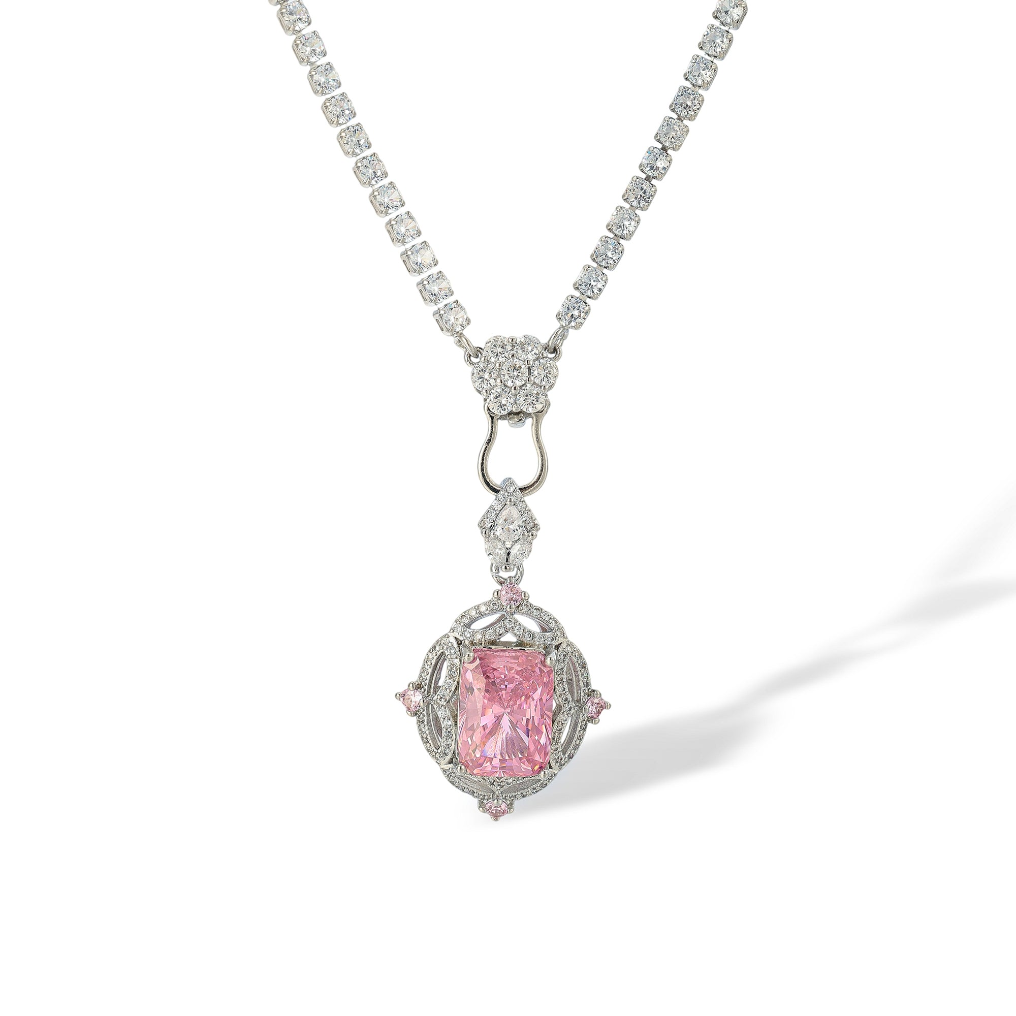 Emmeline Pink Rectangular Necklace