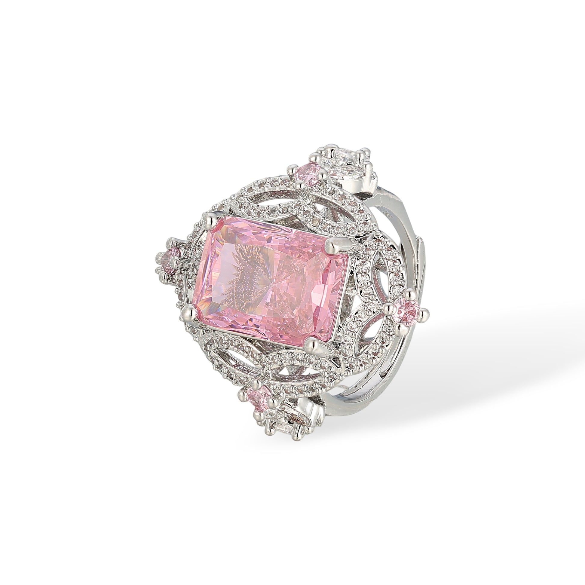 Emmeline Pink Rectangular Open Ring