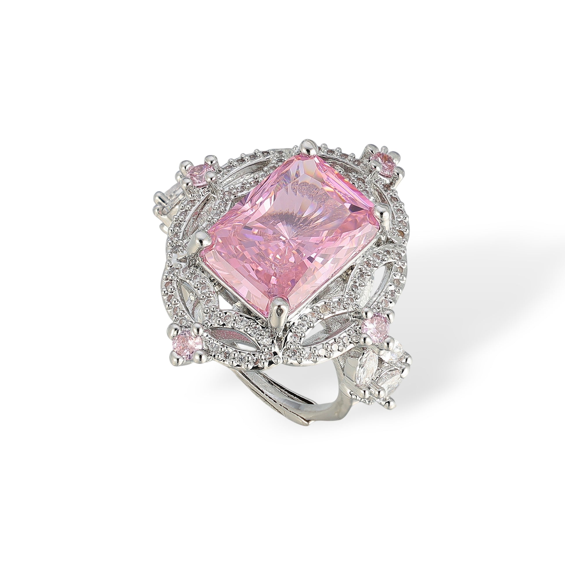 Emmeline Pink Rectangular Open Ring