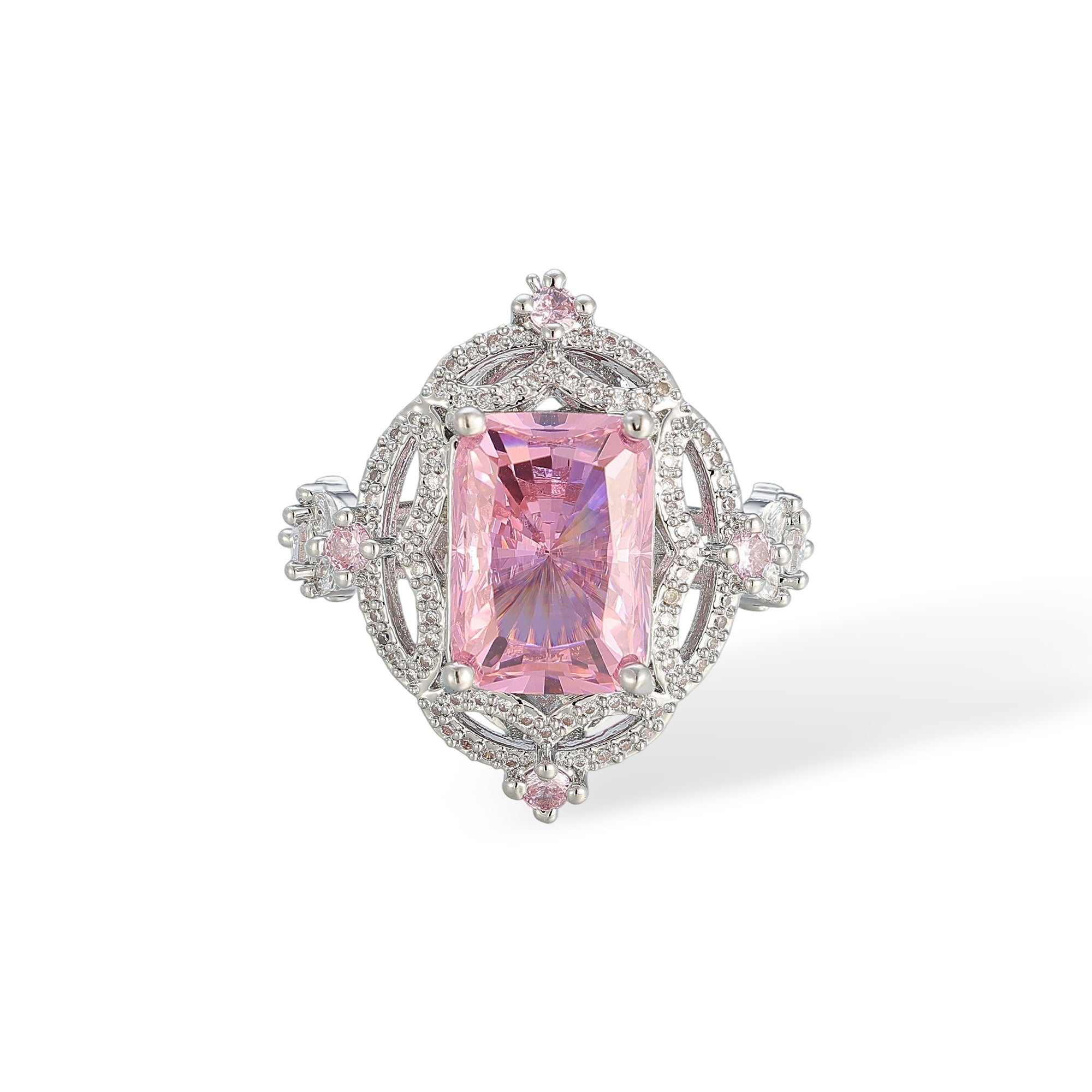 Emmeline Pink Rectangular Open Ring