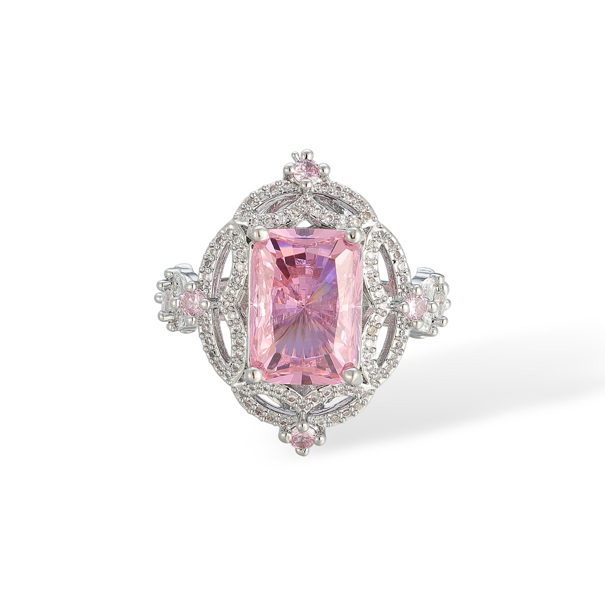 Emmeline Pink Rectangular Open Ring