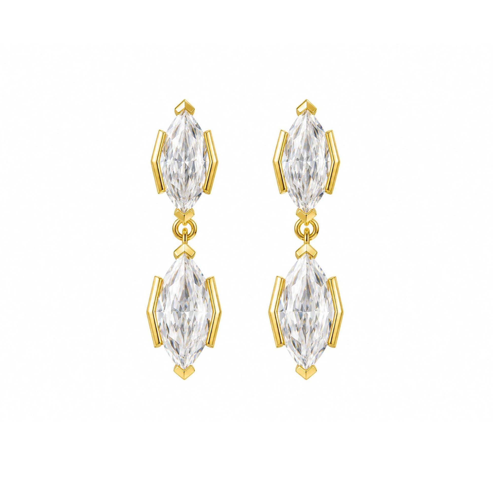 Émodie 14K Gold Marquise Moissanite Drop Earrings