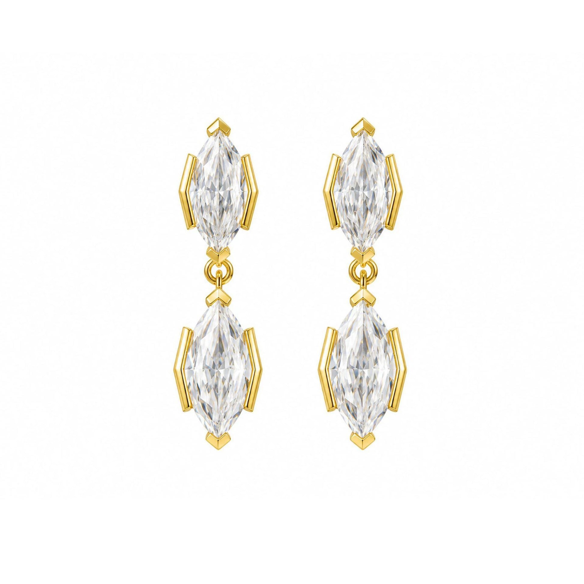 Émodie 14K Gold Marquise Moissanite Drop Earrings