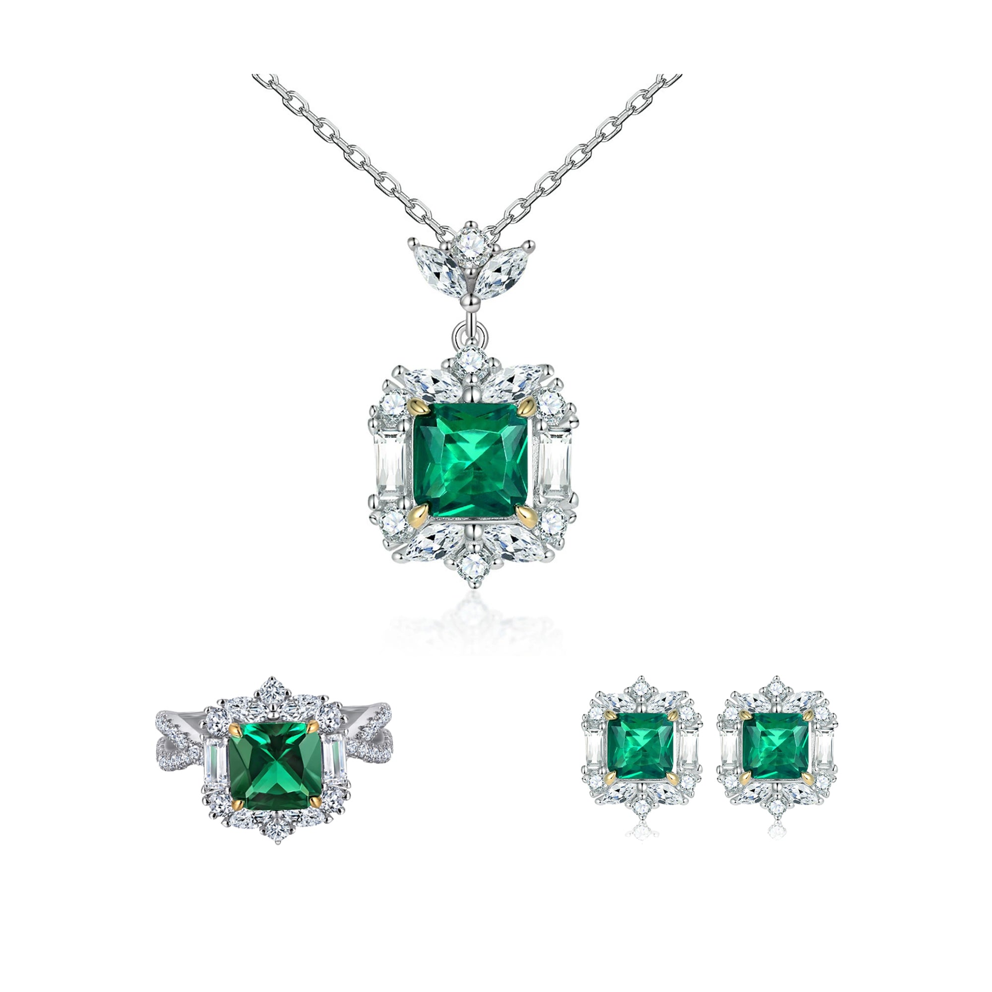 Éoleine Green Square Jewelry 3-Piece Set
