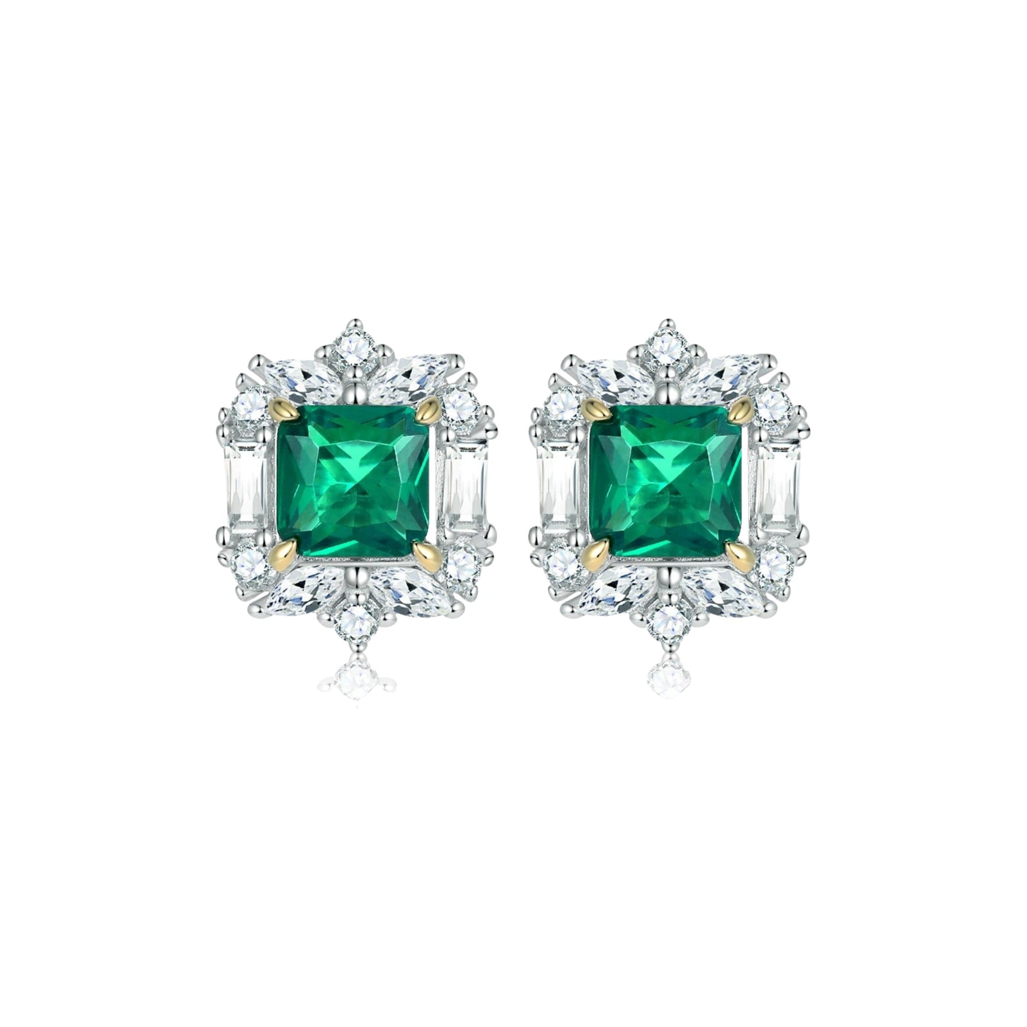 Éoleine Green Square Stud Earrings