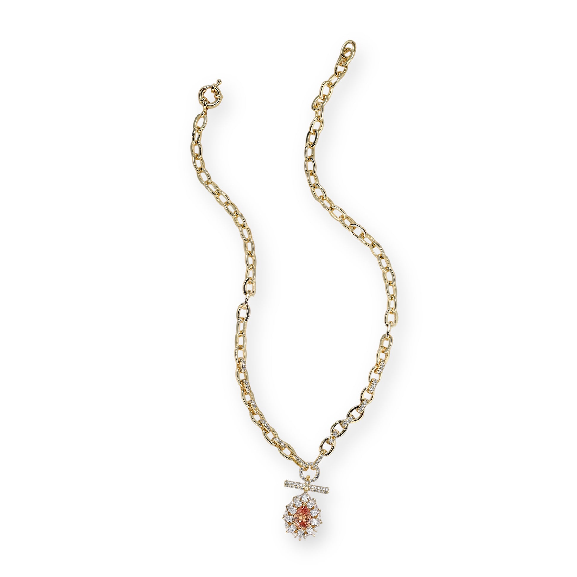 Éphémère Red Teardrop T-Bar Necklace