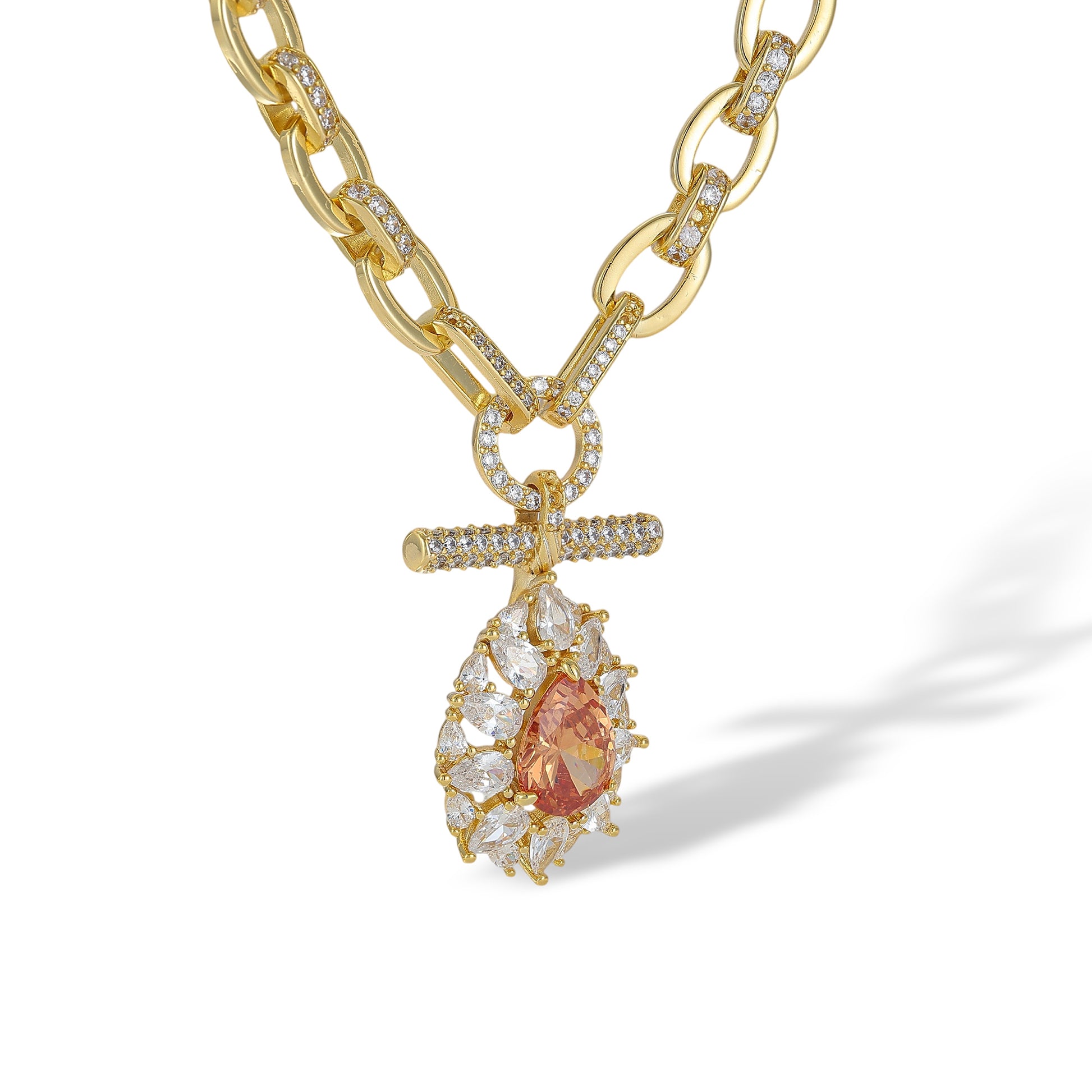 Éphémère Red Teardrop T-Bar Necklace