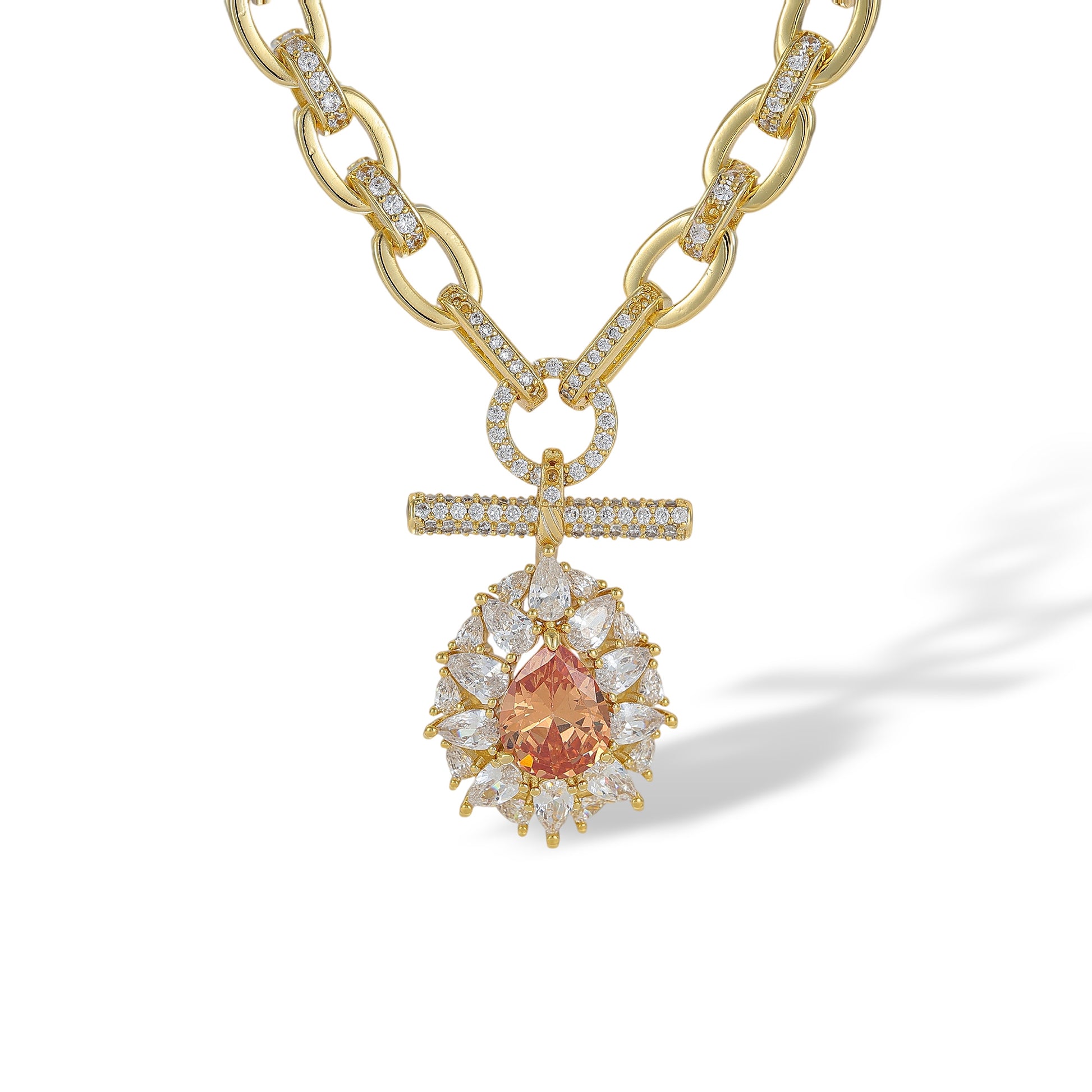 Éphémère Red Teardrop T-Bar Necklace