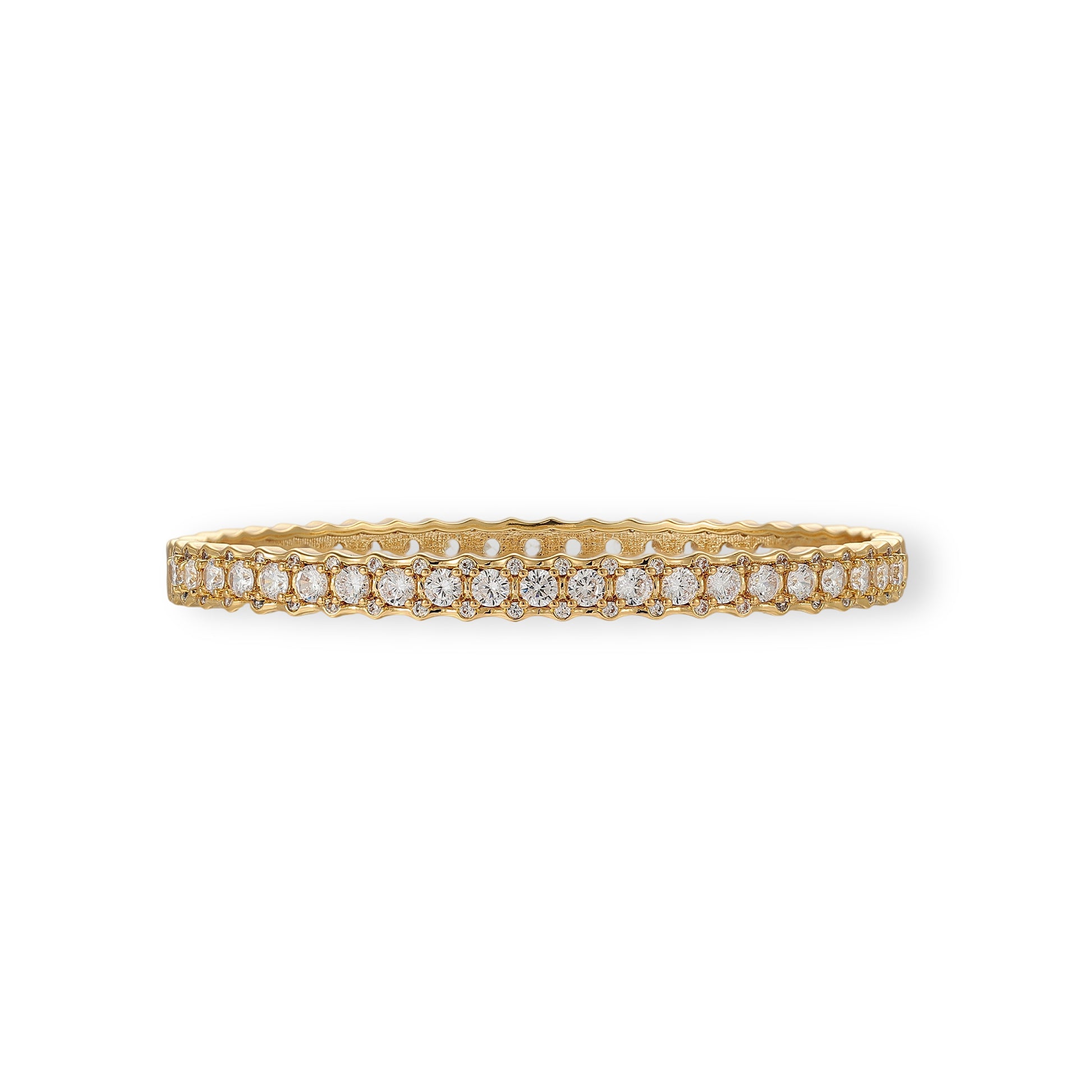 Érvine 16K Gold Scalloped Edge Round Bangle