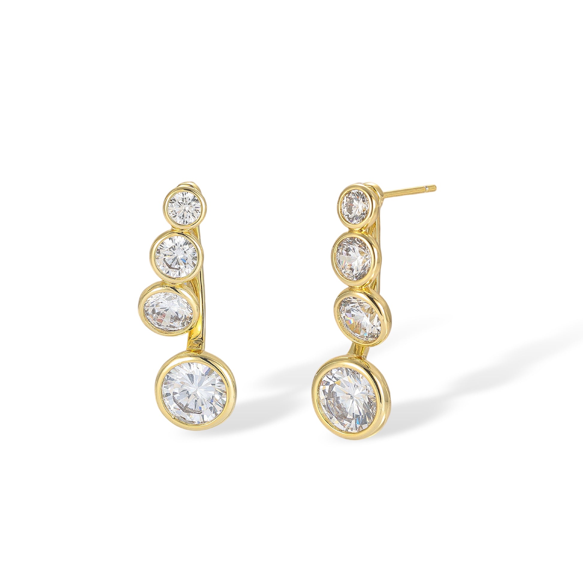 Éstella 18K Gold Bezel Round Drop Earrings