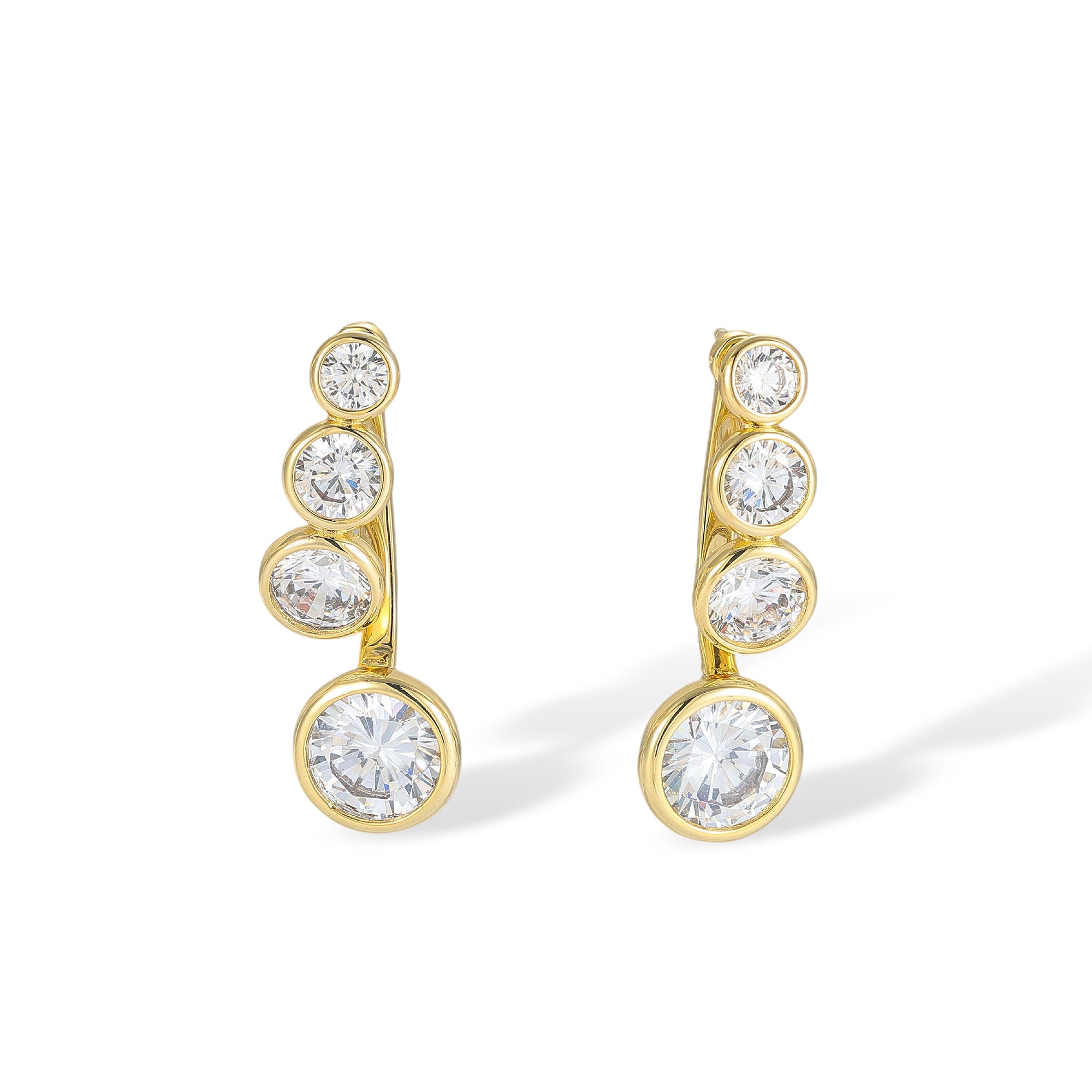 Éstella 18K Gold Bezel Round Drop Earrings