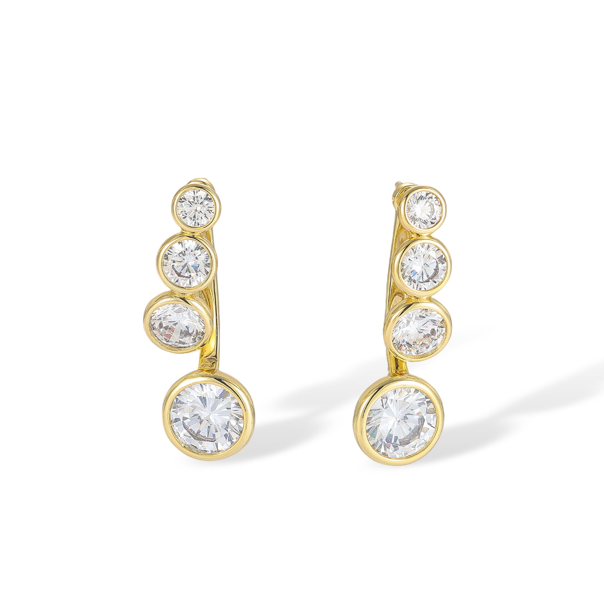 Éstella 18K Gold Bezel Round Drop Earrings
